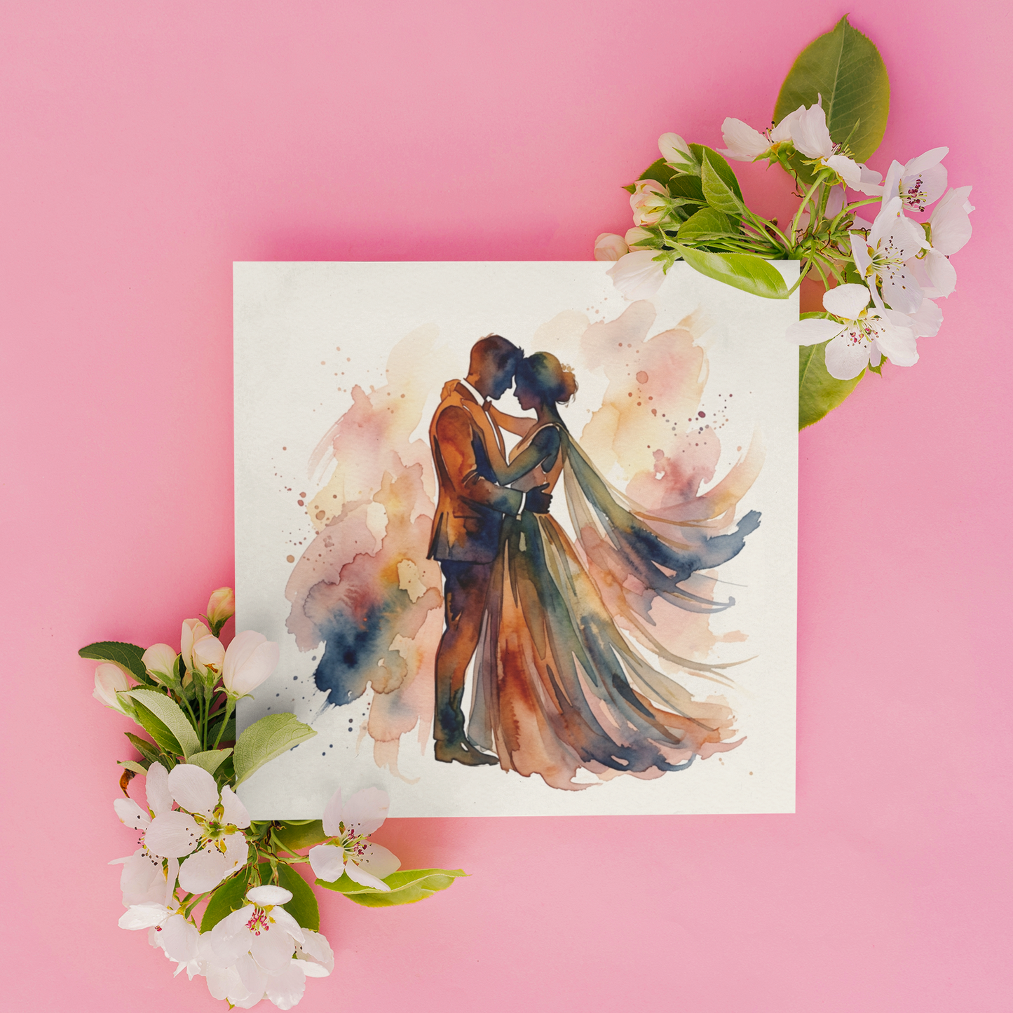 Wedding Card – Expressive Bride & Groom Fine Art (6×6)