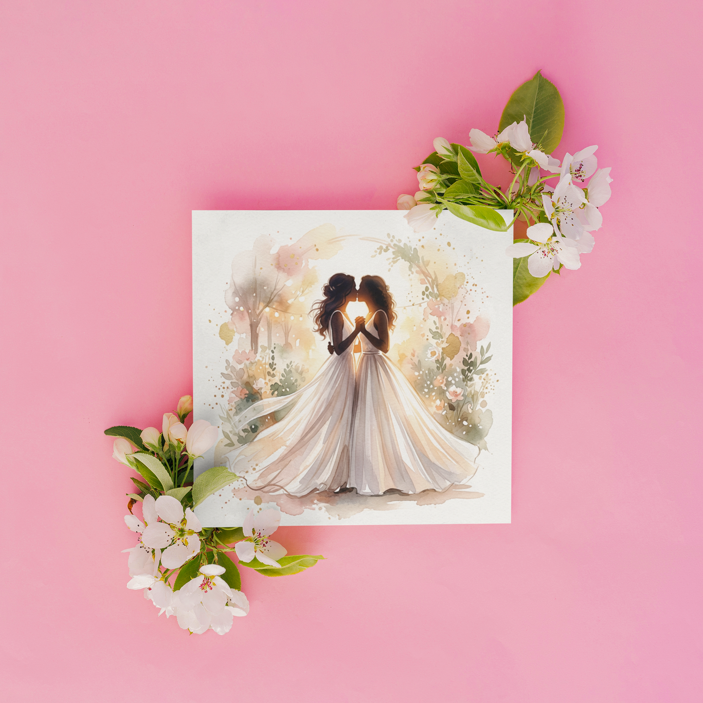 Same‑Sex Wedding Card – Expressive Couple Fine Art (6×6)