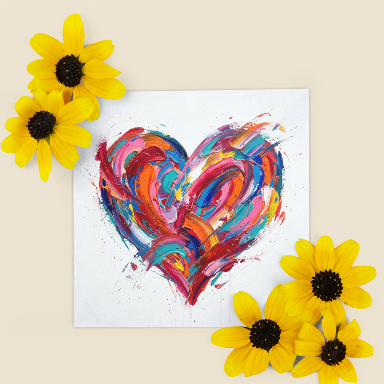 Abstract Heart – Fine Art Watercolour Card (6×6)