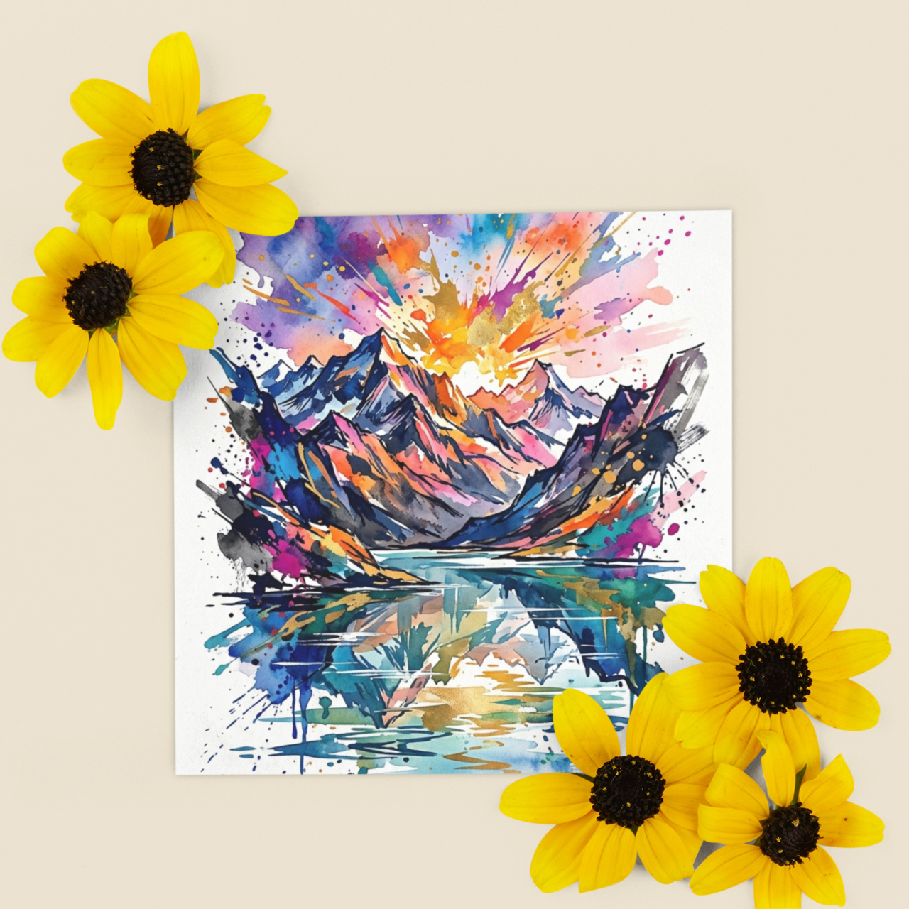 Mountain Landscape – Fine Art Greeting Card (6×6)