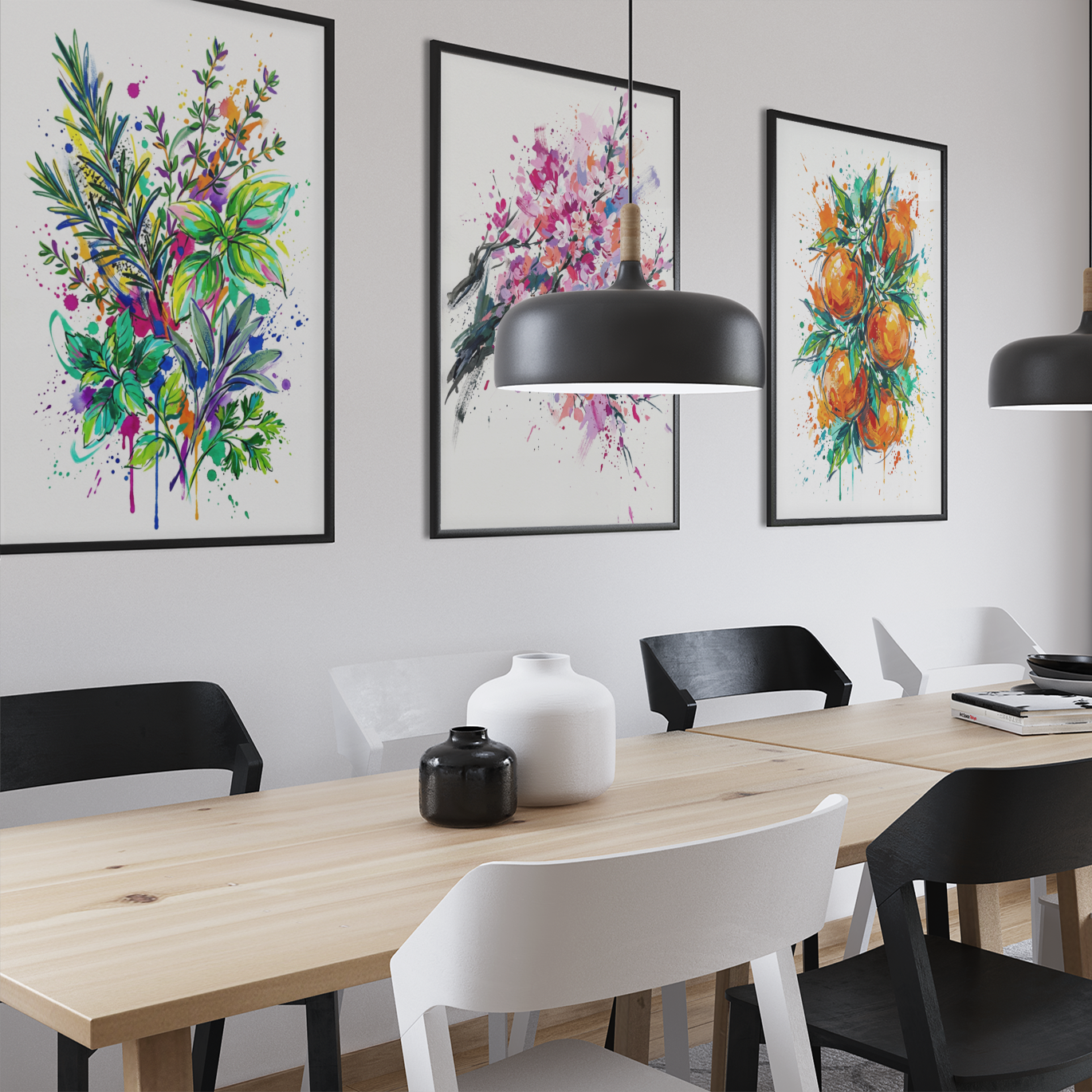 Kitchen Herbs – Modern Coloursplash Botanical Art Print