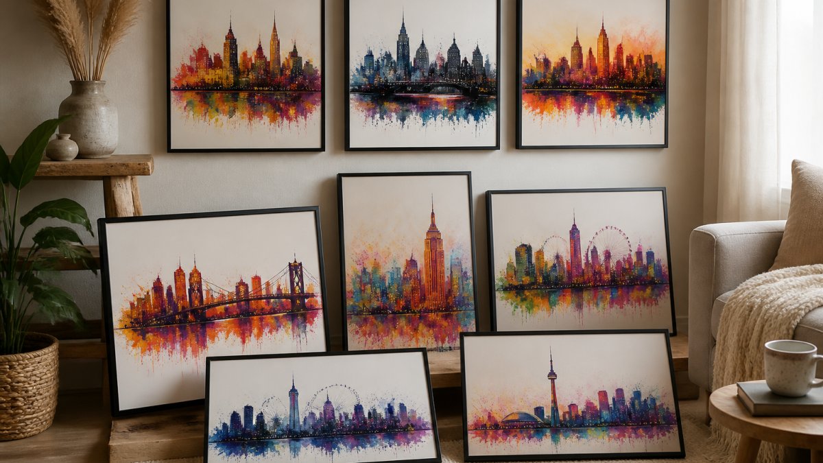 Colourful Cityscape Wall Art for Living Room: 9 Bold Prints