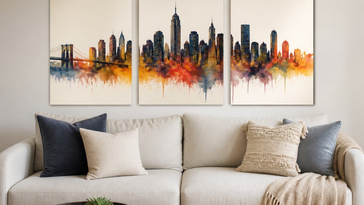 Triptych City Skyline Wall Art Prints: 6 Bold Designs - Bella Leaf Studio