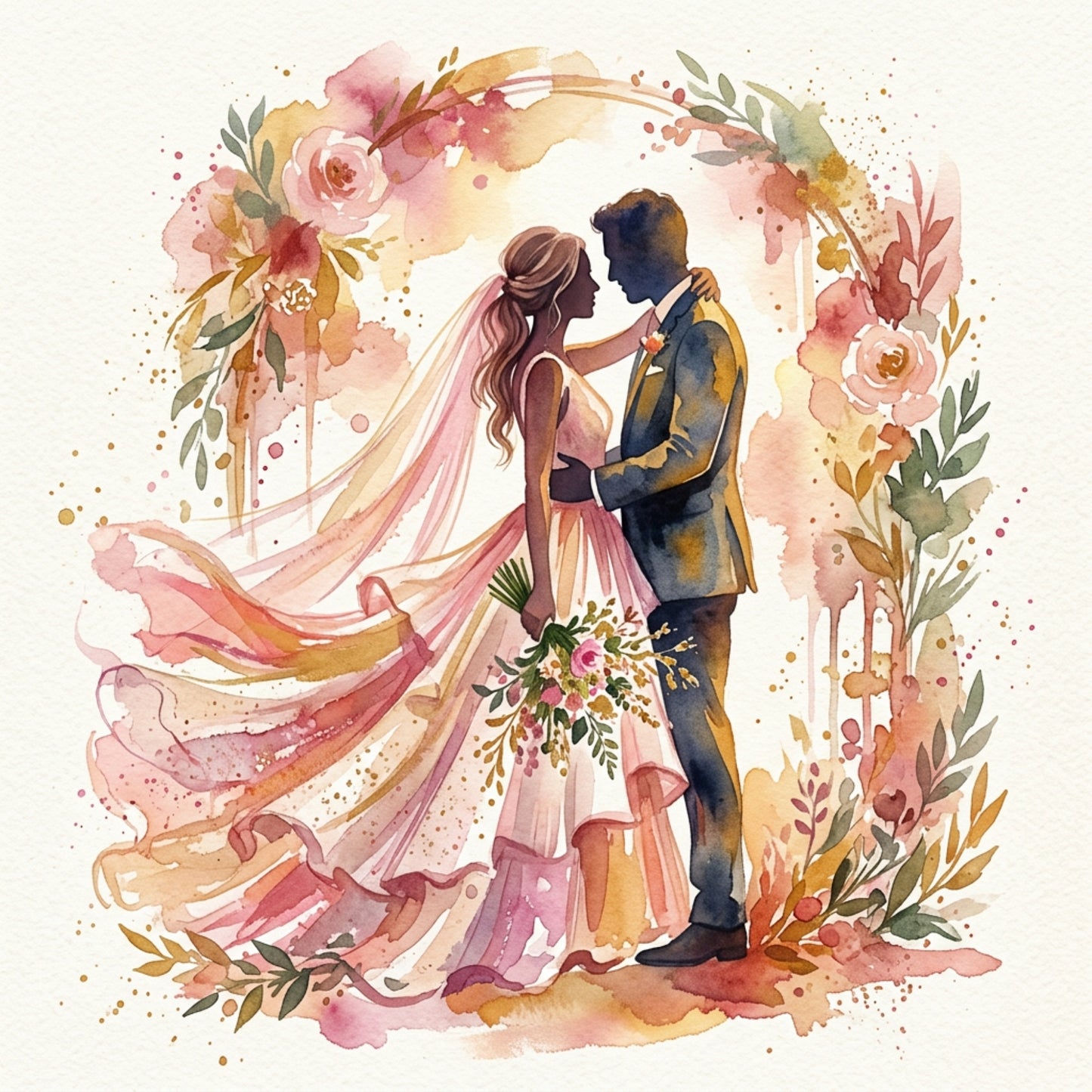 Wedding Card – Expressive Bride & Groom Fine Art (6×6)