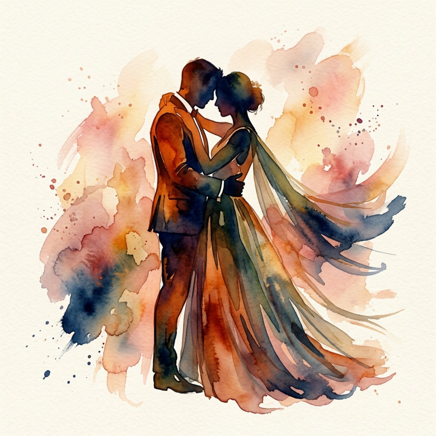 Wedding Card – Expressive Bride & Groom Fine Art (6×6)