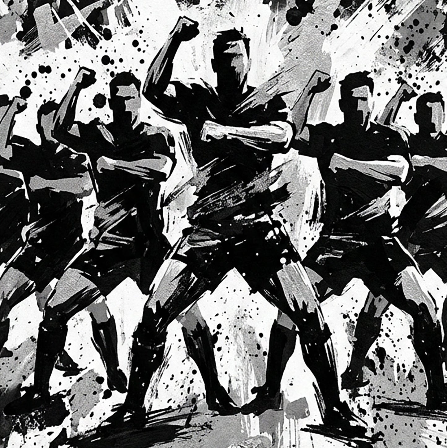 Team Unity Ritual Art Print – Expressive Pre‑Match Sports Wall Art