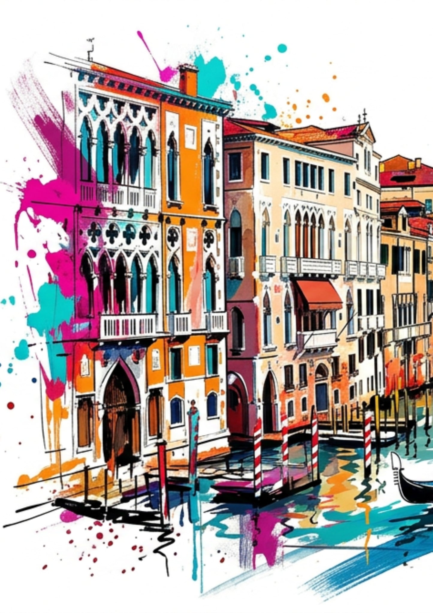 Venice Triptych Art Print – One Image Across Three Panels | Modern Coloursplash Italian Canal Scene
