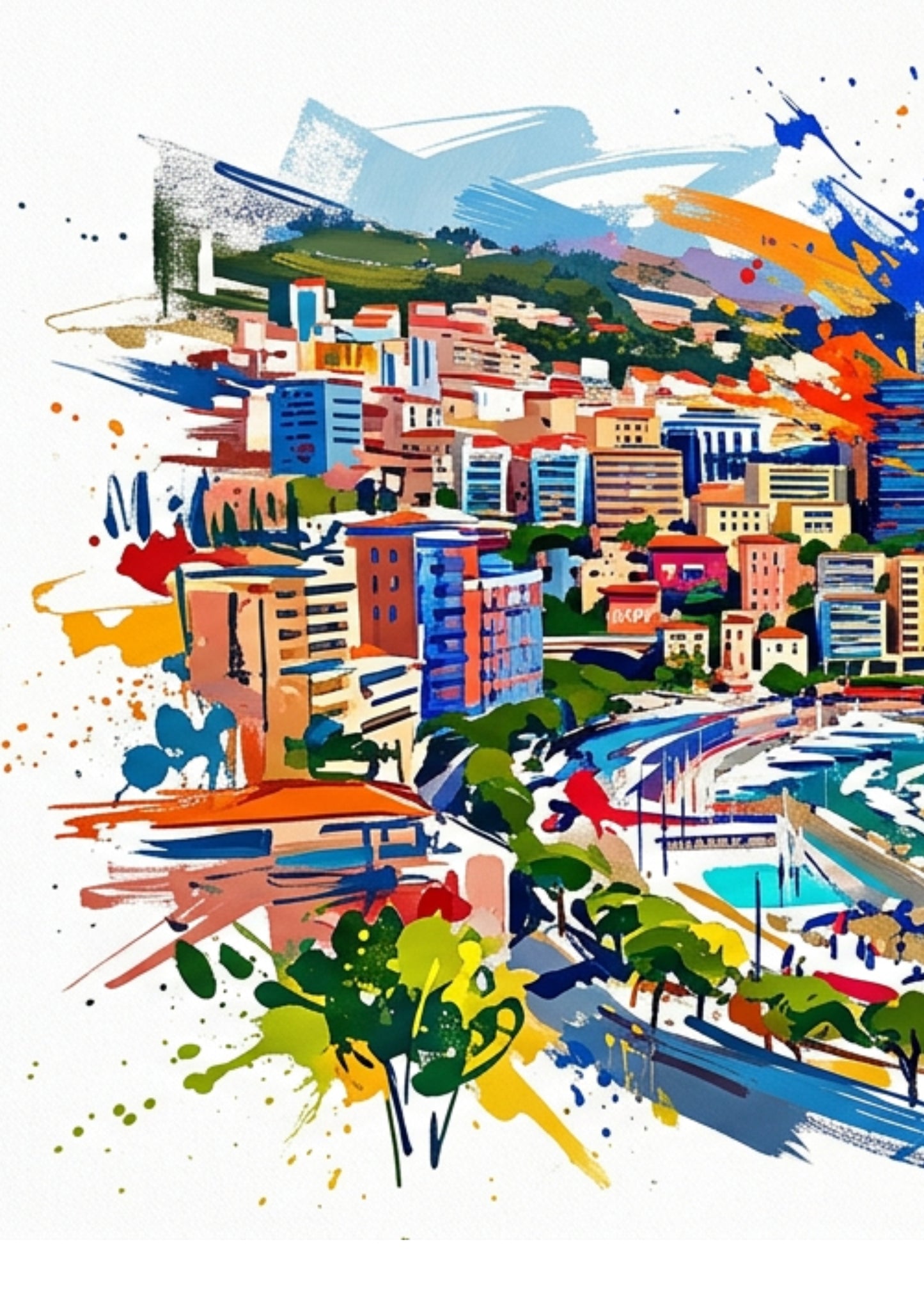 Monaco Triptych Art Print – One Image Across Three Panels | Modern Coloursplash Monte Carlo Coastline
