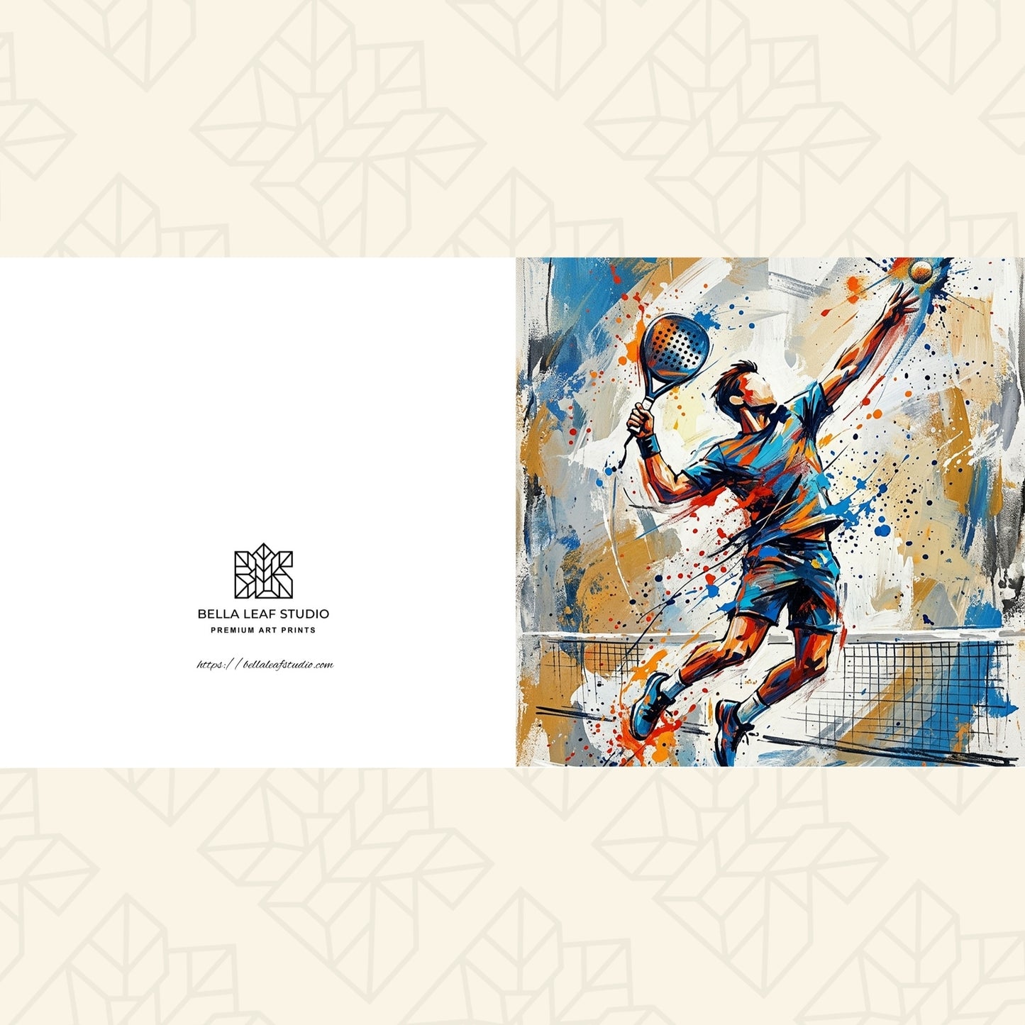 Padel Player – Expressive Fine Art Sports Greeting Card (6×6)