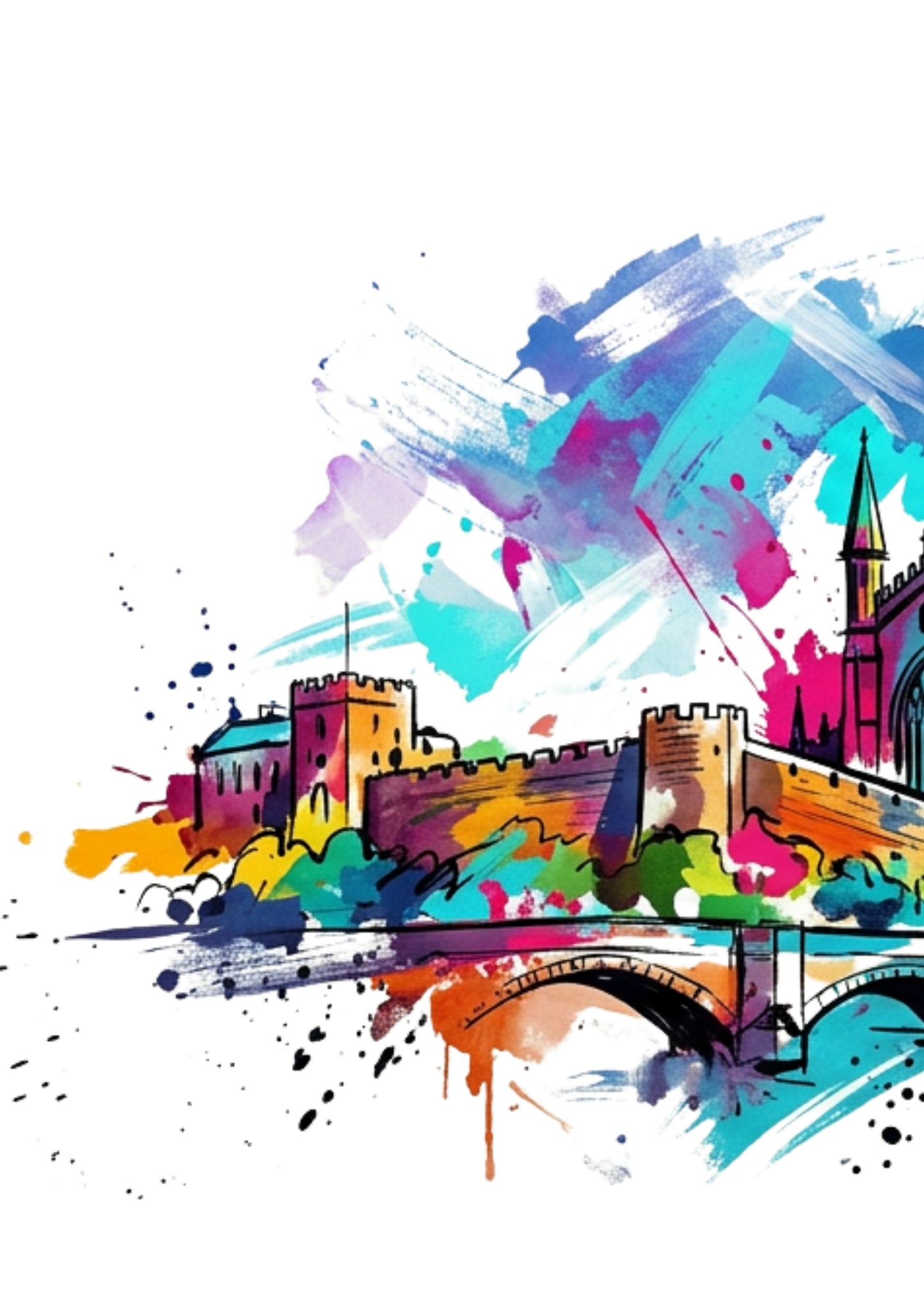 Chester Triptych Art Print – One Image Across Three Panels | Modern Coloursplash Historic Cityscape
