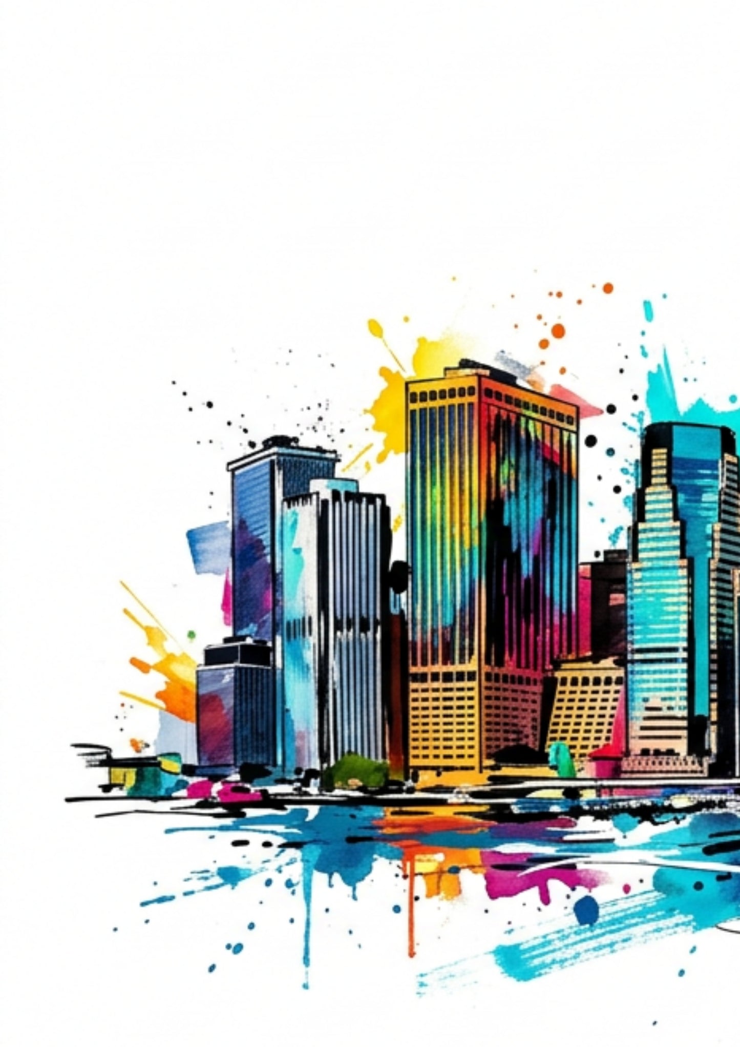Manhattan Skyline Triptych Art Print – One Image Across Three Panels | Modern Coloursplash New York Cityscape