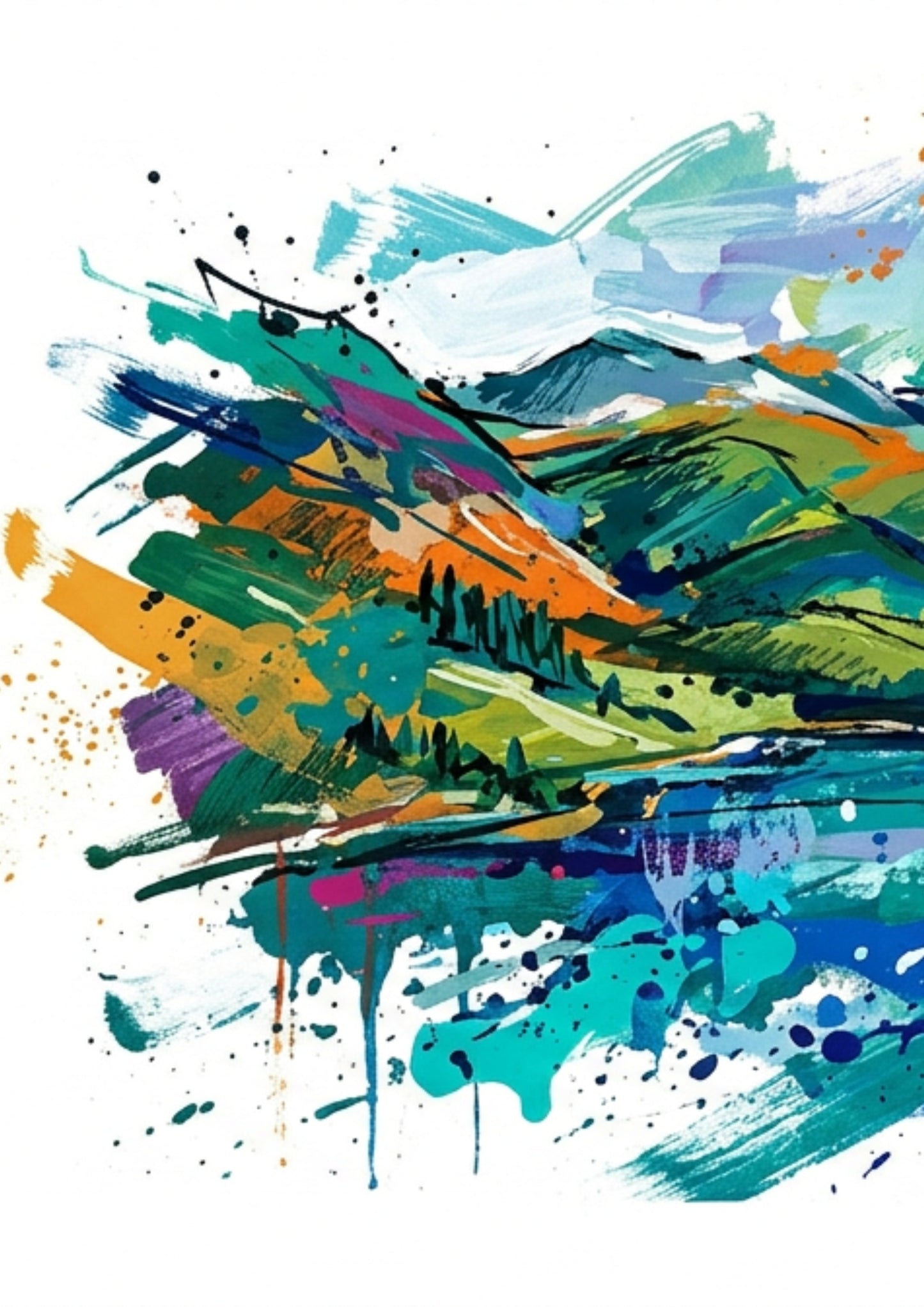Lake District Panorama Triptych – Modern Coloursplash Artwork