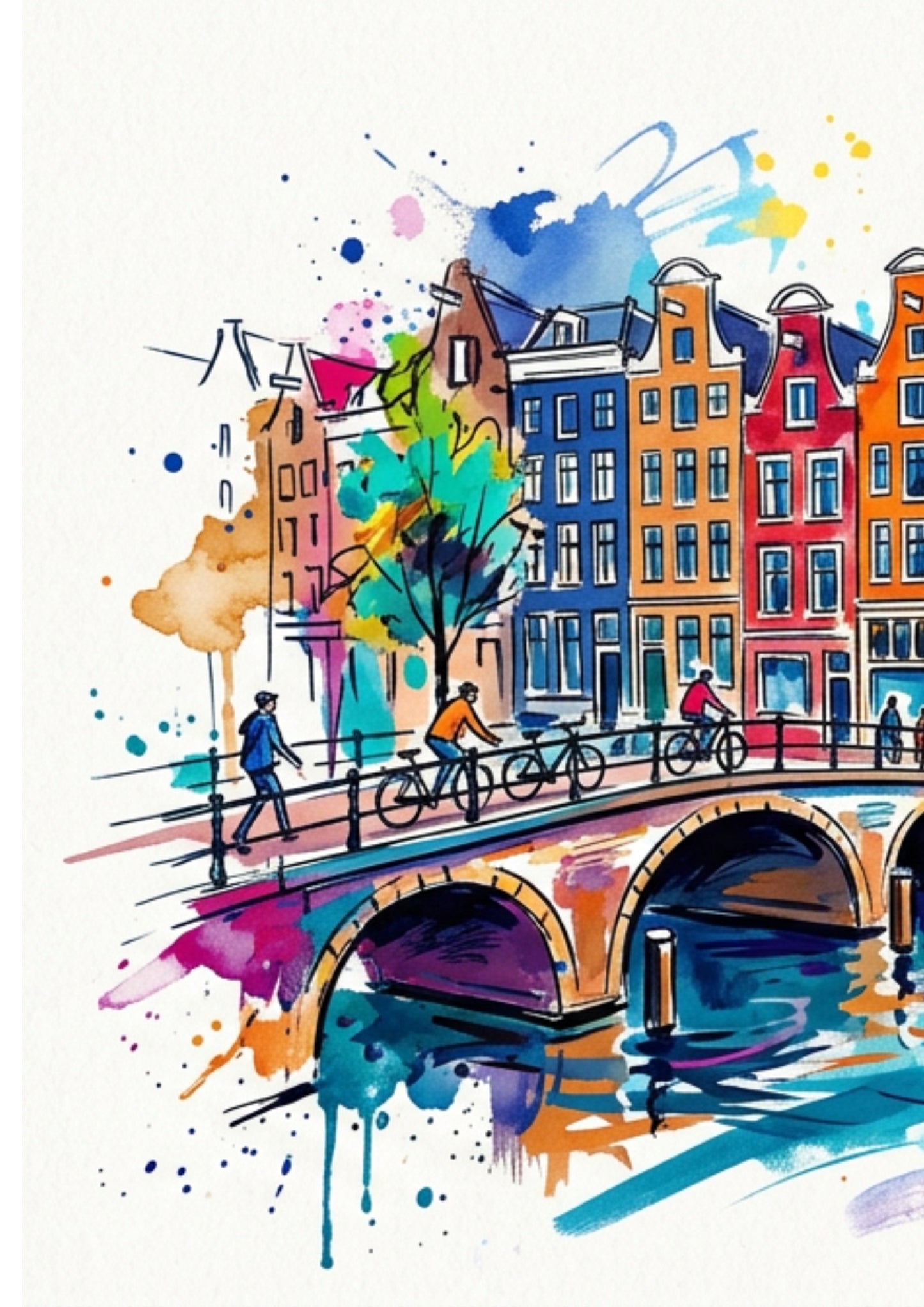Amsterdam Triptych Art Print – One Image Across Three Panels | Modern Coloursplash Amsterdam Wall Art