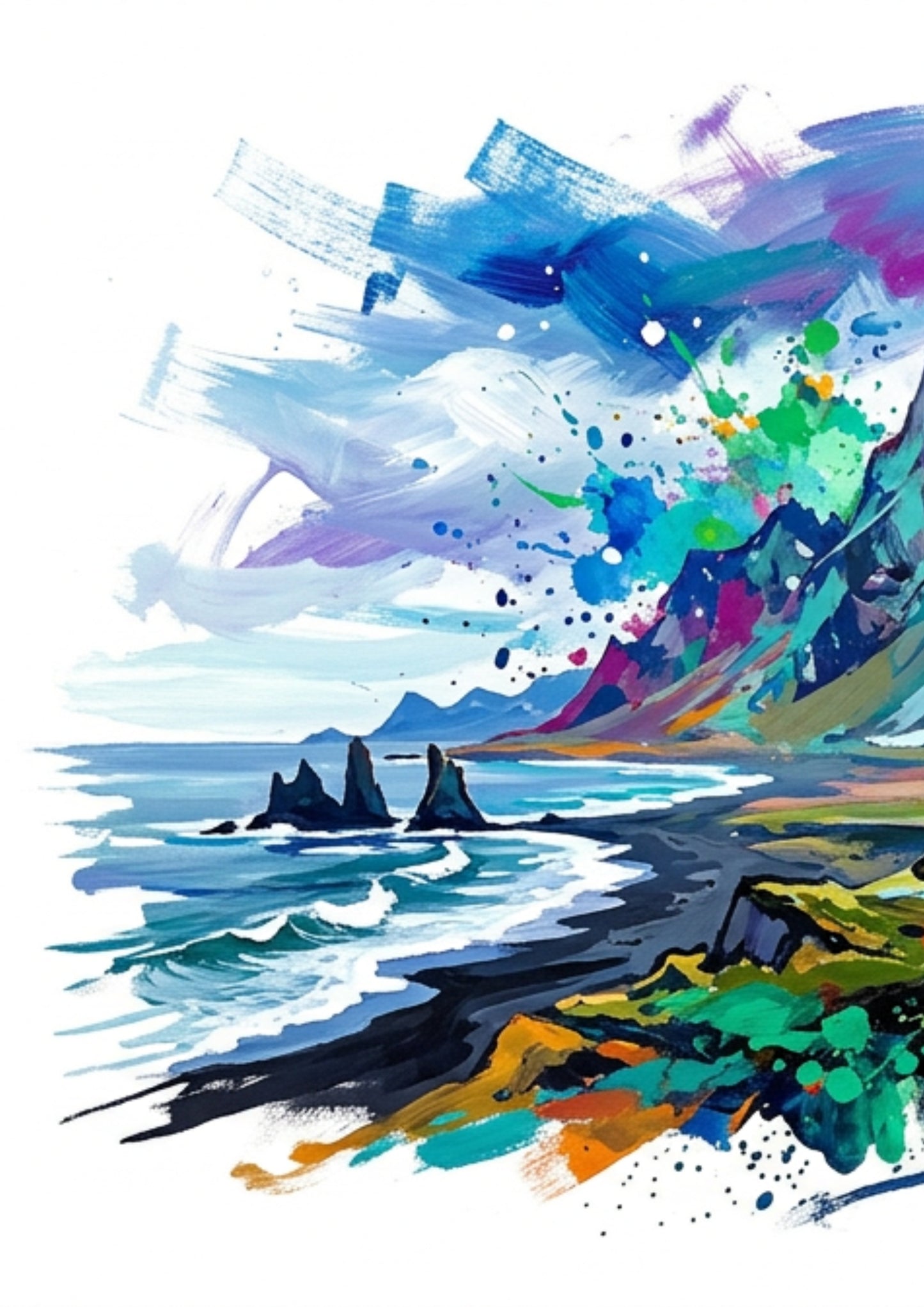 Iceland Triptych Art Print – One Image Across Three Panels | Modern Coloursplash Nordic Landscape