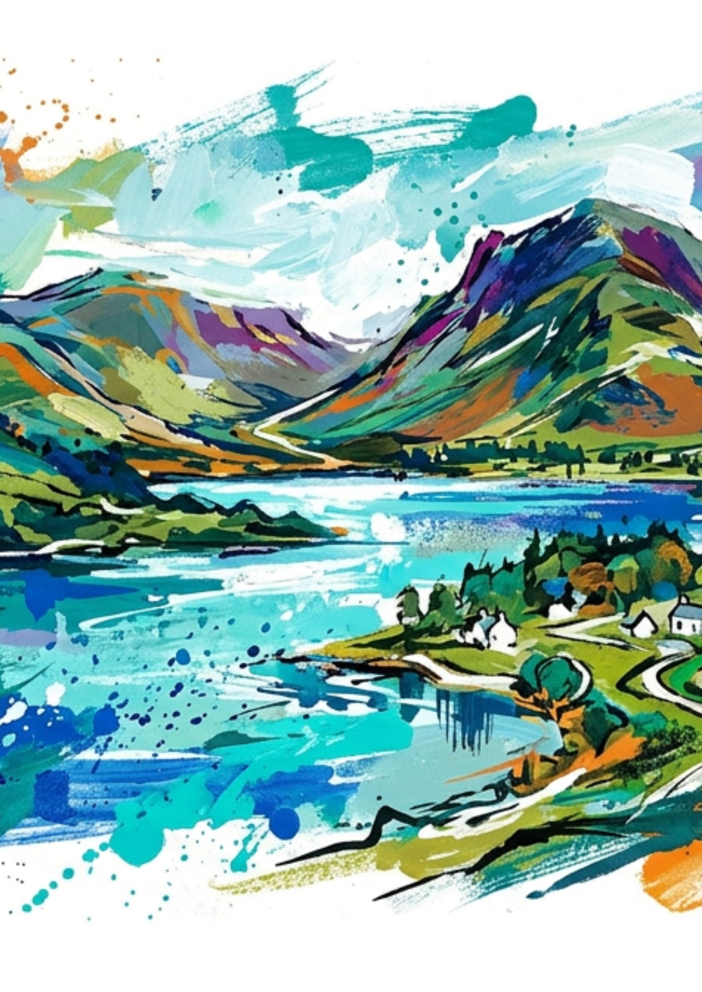 Lake District Panorama Triptych – Modern Coloursplash Artwork