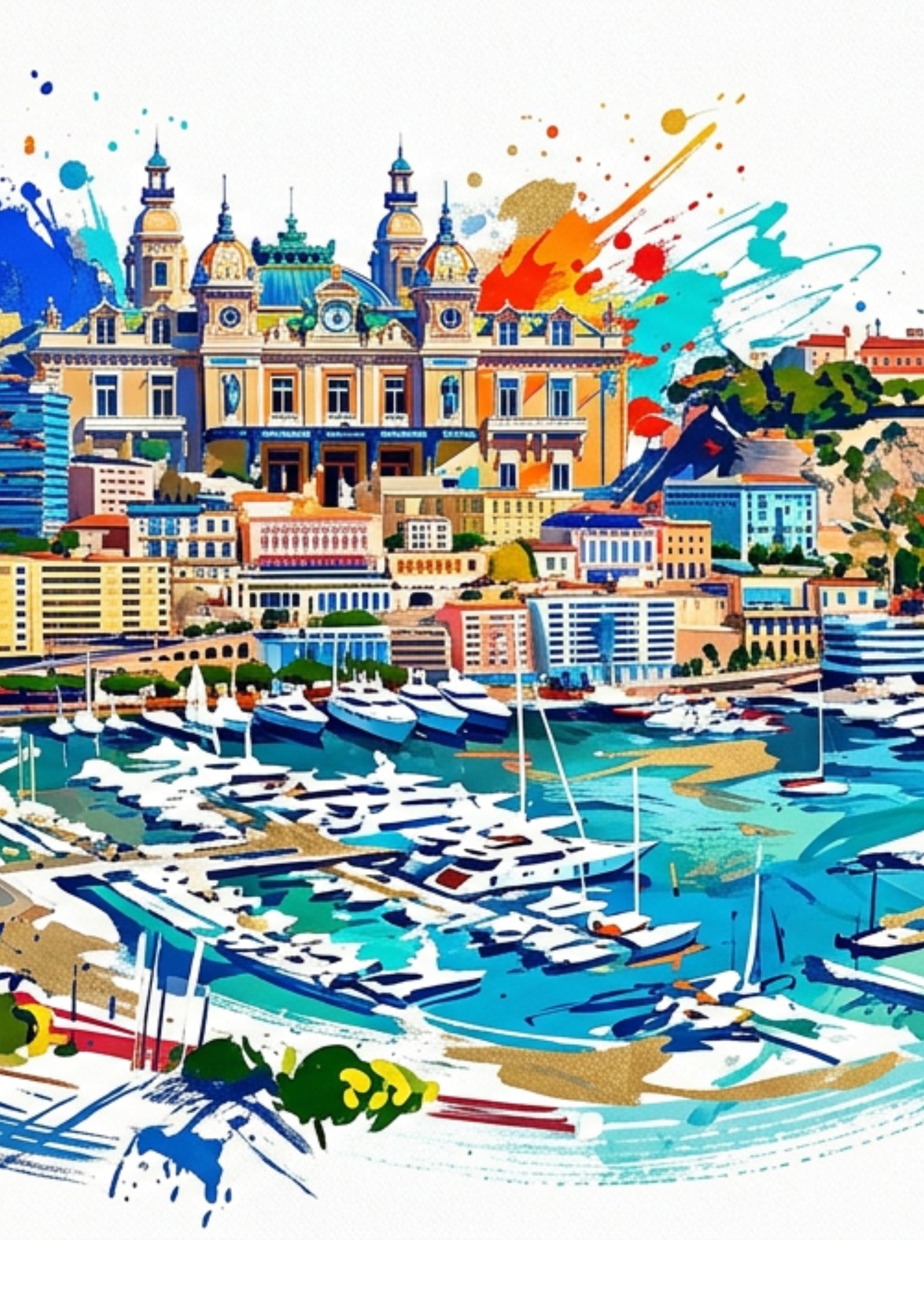 Monaco Triptych Art Print – One Image Across Three Panels | Modern Coloursplash Monte Carlo Coastline