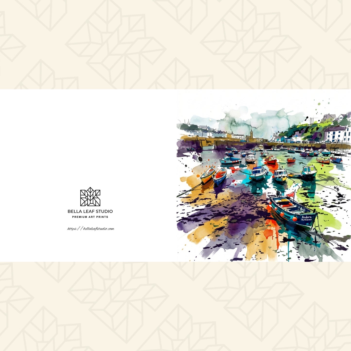 Porthleven Harbour – Fine Art Greeting Card (6×6)