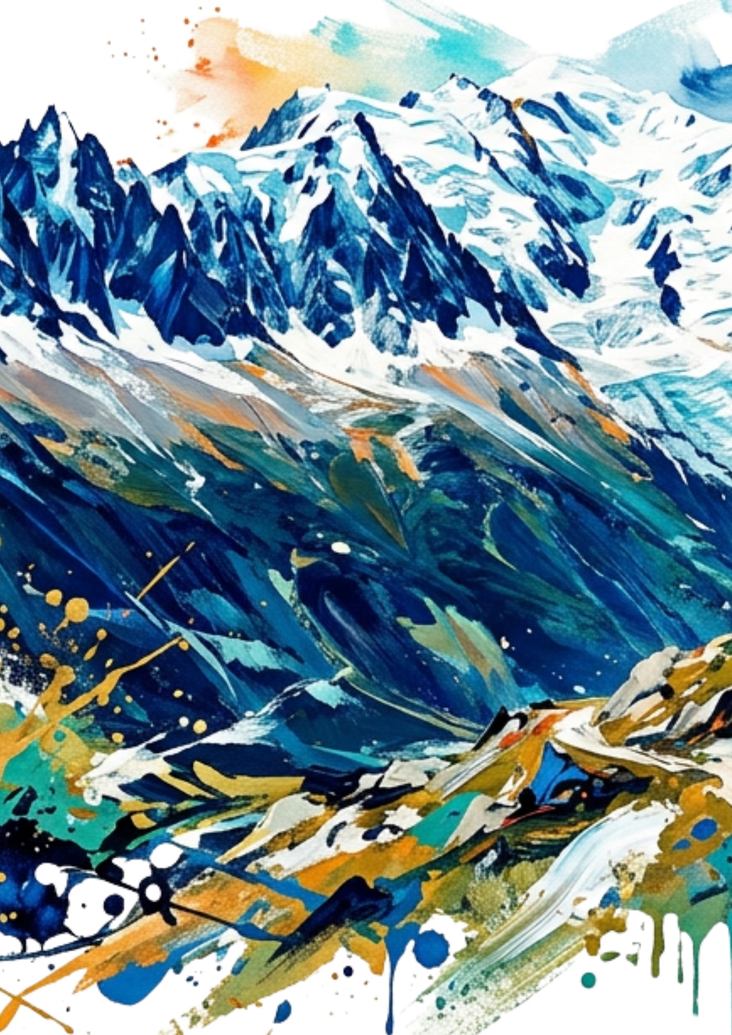 French Alps Triptych Art Print – One Image Across Three Panels | Modern Coloursplash Mountain Landscape