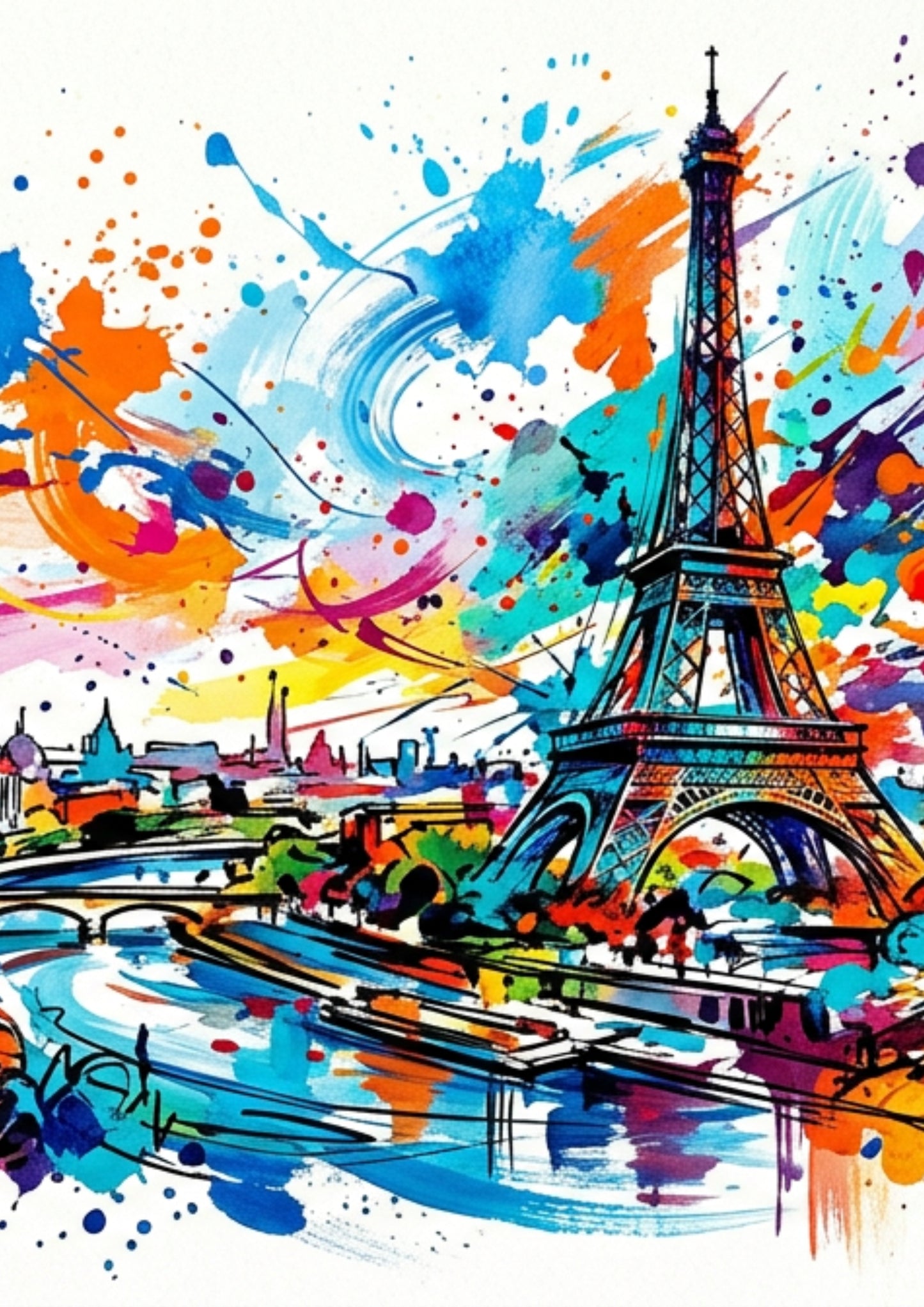Paris Landmark Triptych – Expressive Modern Wall Art