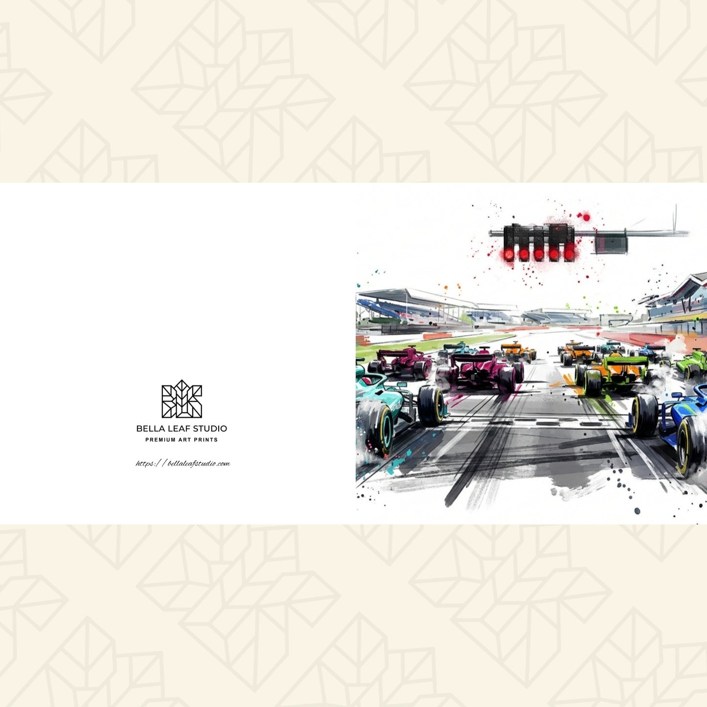 Formula 1 Race Start – Fine Art Greeting Card (6×6)