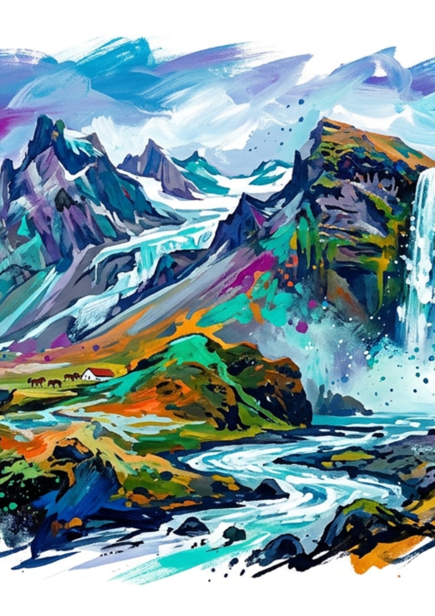 Iceland Triptych Art Print – One Image Across Three Panels | Modern Coloursplash Nordic Landscape