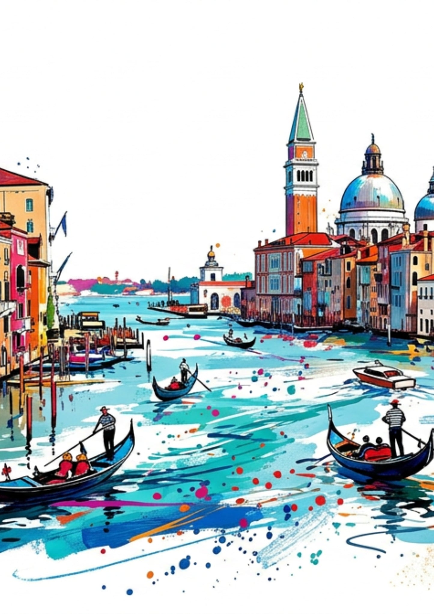 Venice Triptych Art Print – One Image Across Three Panels | Modern Coloursplash Italian Canal Scene