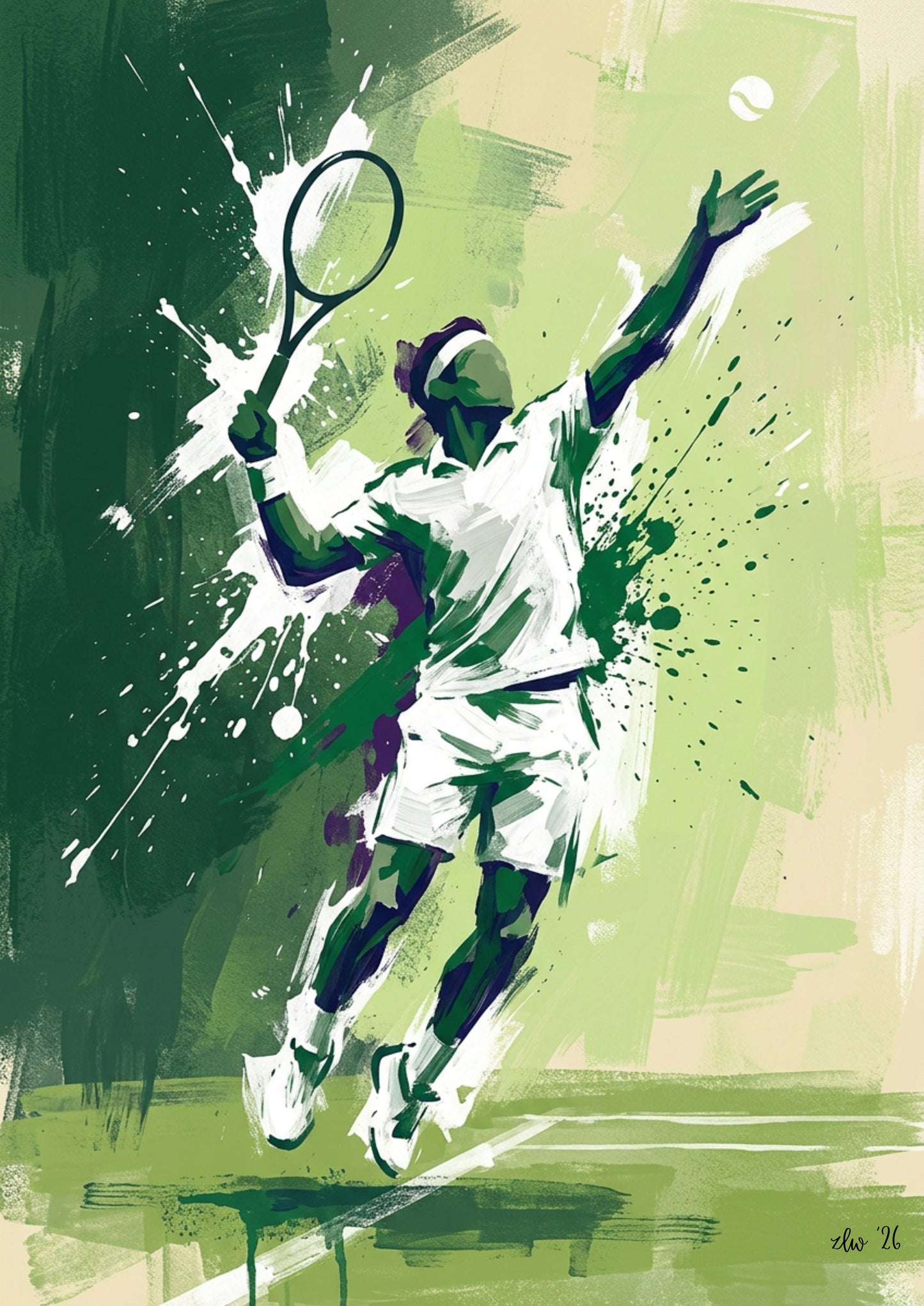 Tennis Serve Motion – Abstract Coloursplash Print