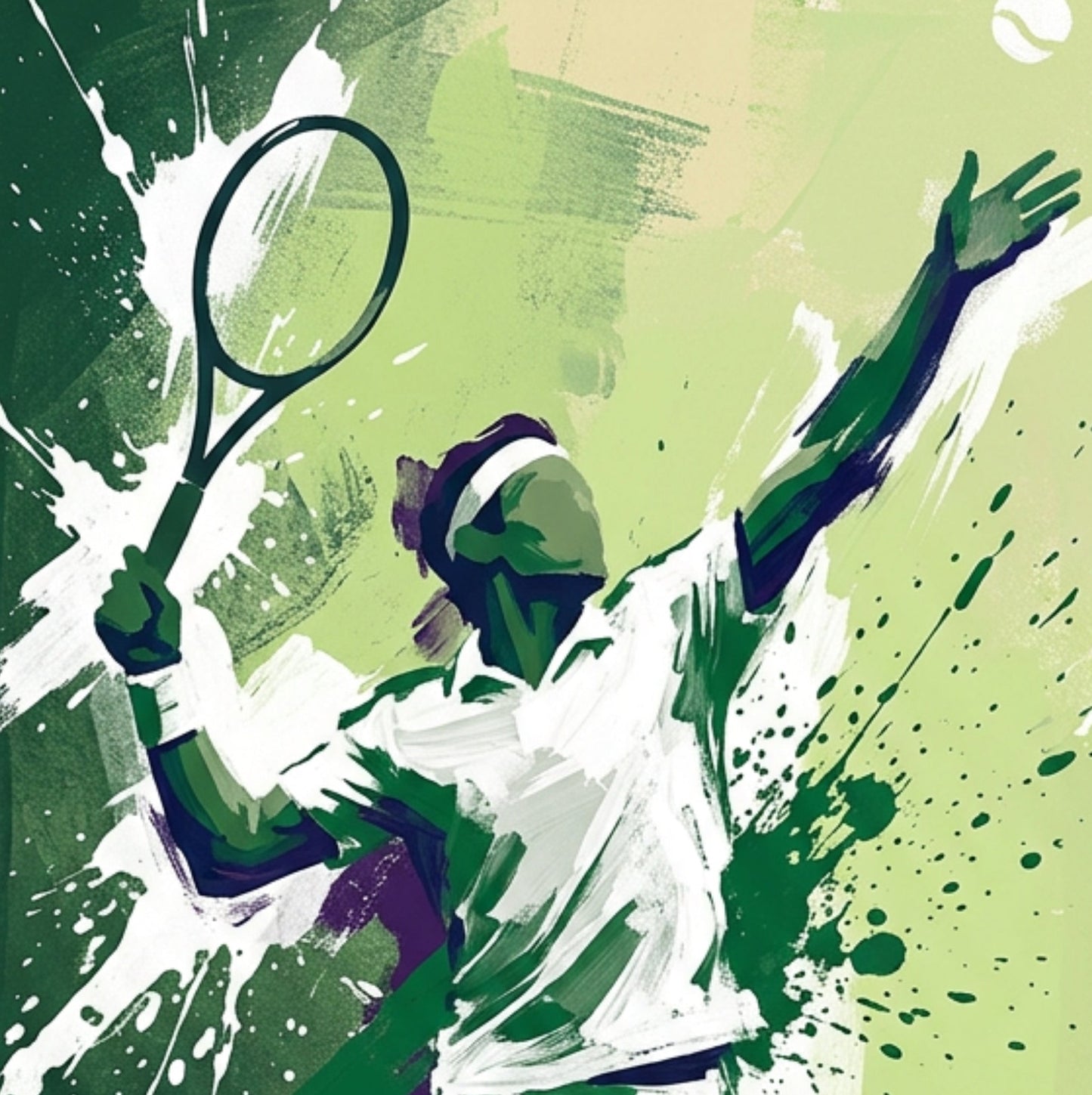 Tennis Serve Motion – Abstract Coloursplash Print