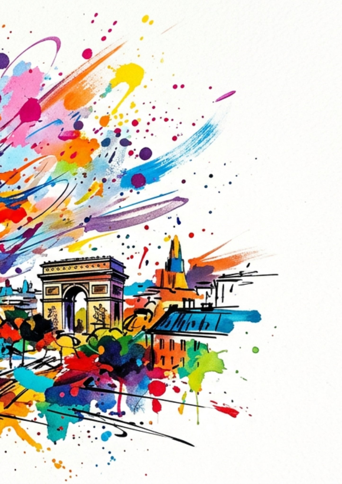 Paris Landmark Triptych – Expressive Modern Wall Art