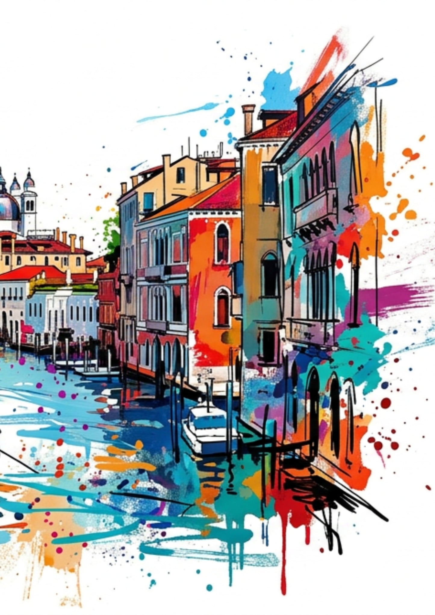 Venice Triptych Art Print – One Image Across Three Panels | Modern Coloursplash Italian Canal Scene