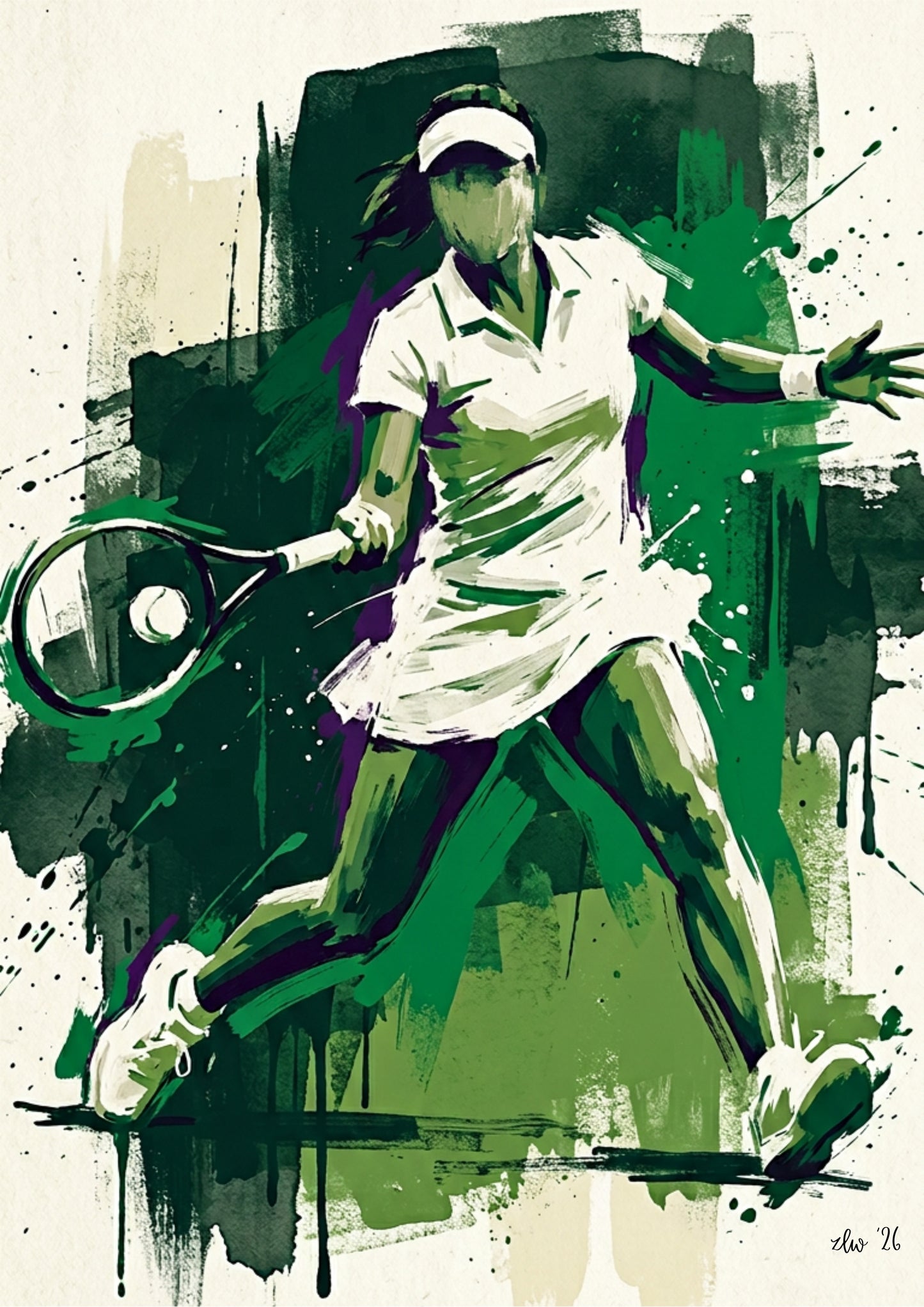 Female Tennis Swing – Abstract Coloursplash Print
