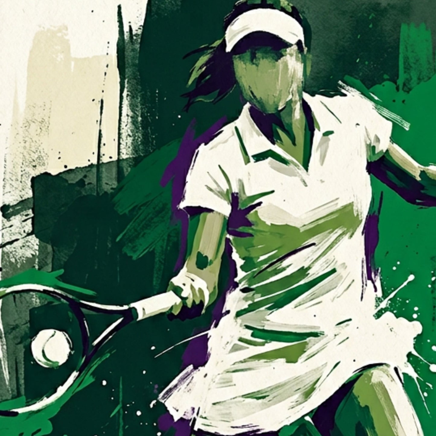 Female Tennis Swing – Abstract Coloursplash Print