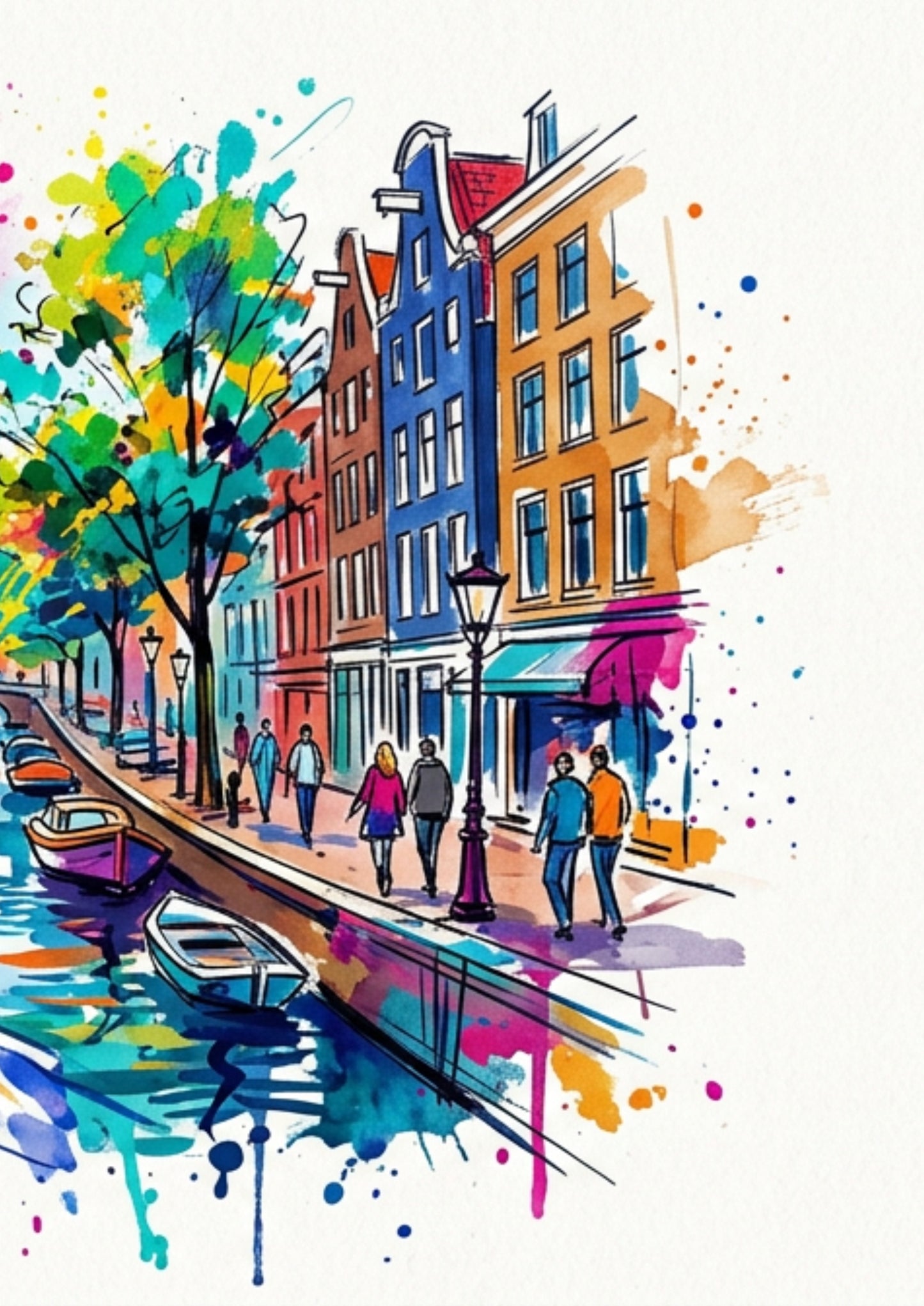 Amsterdam Triptych Art Print – One Image Across Three Panels | Modern Coloursplash Amsterdam Wall Art