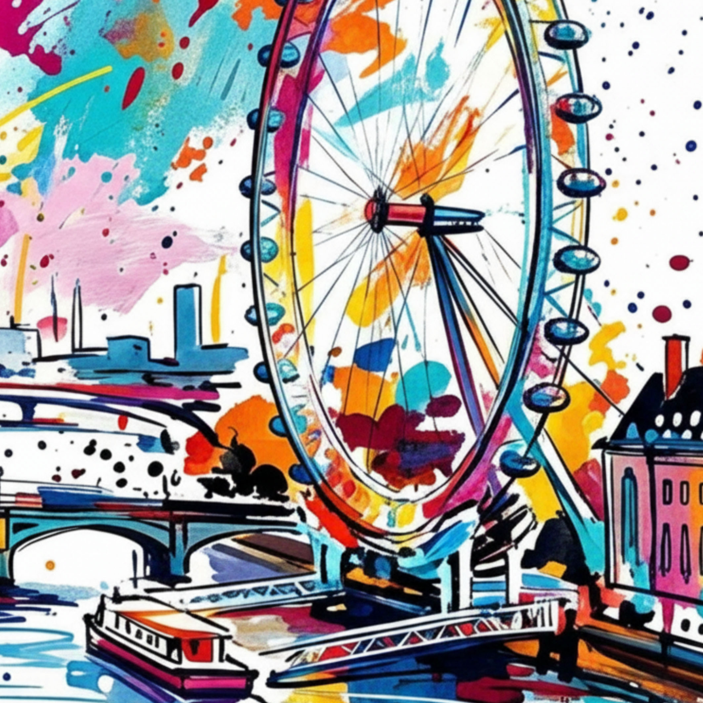 London Landmarks Triptych Art Print – One Image Across Three Panels | Modern Coloursplash Cityscape