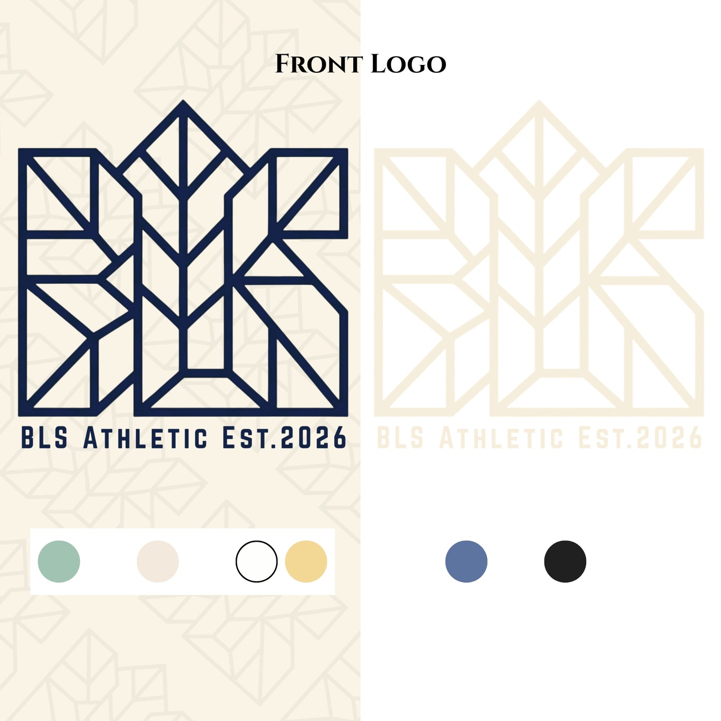 BLS Athletic front logo on T-shirt with Est. 2026 and available color dots