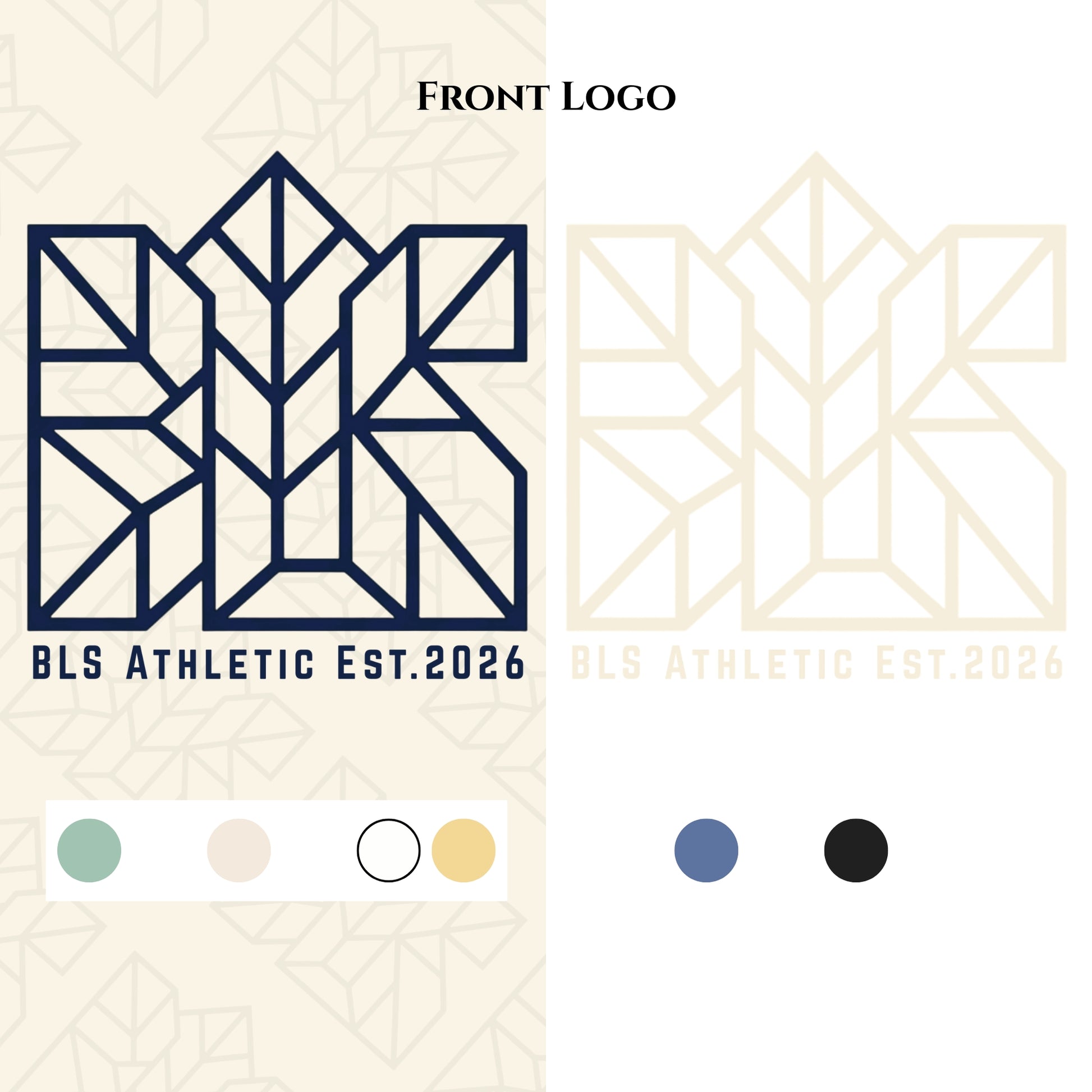 BLS Athletic front logo on T-shirt with Est. 2026 and available color dots