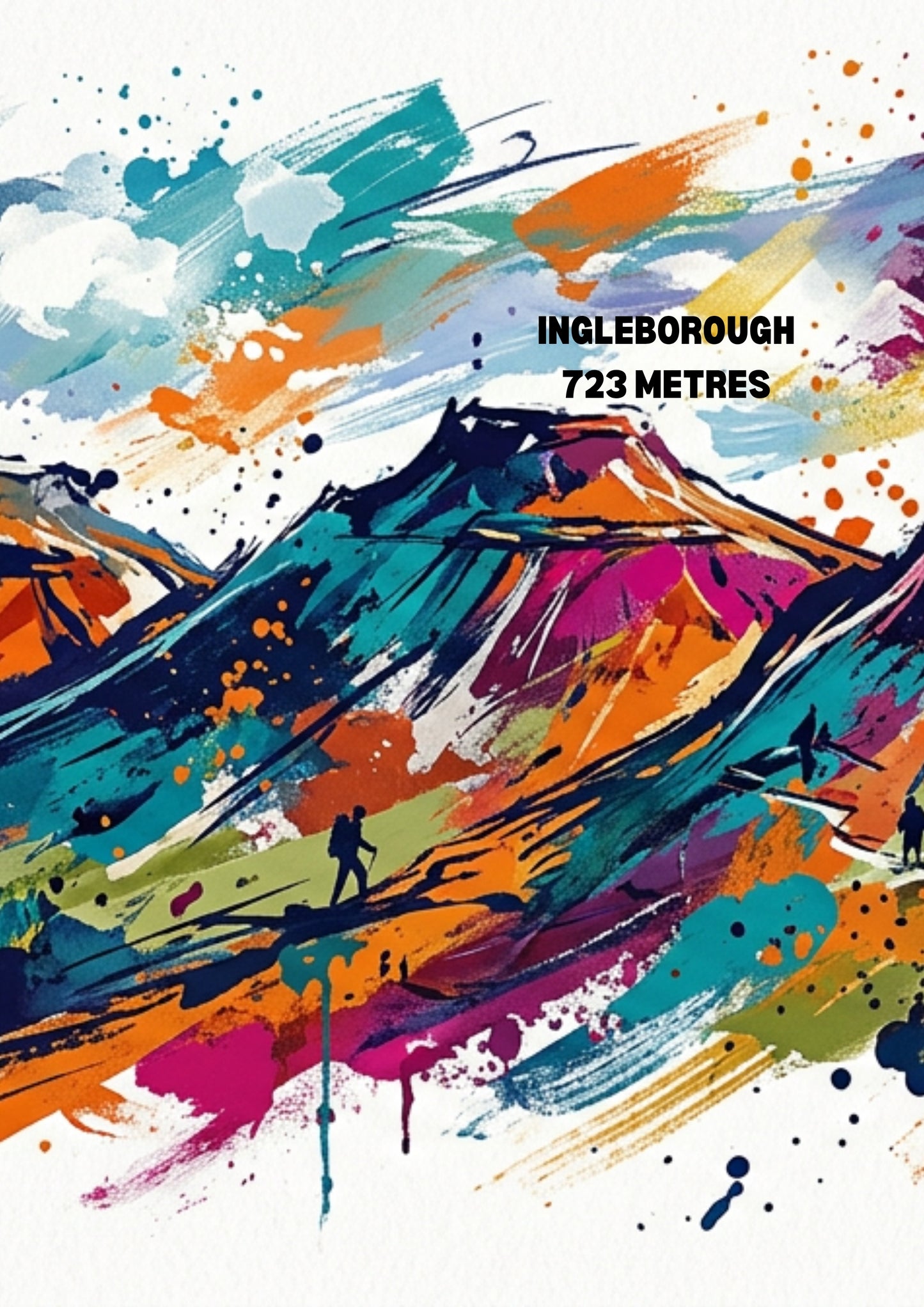 Yorkshire 3 Peaks Triptych Art Print – Whernside, Ingleborough & Pen‑y‑Ghent | Modern Coloursplash Landscape