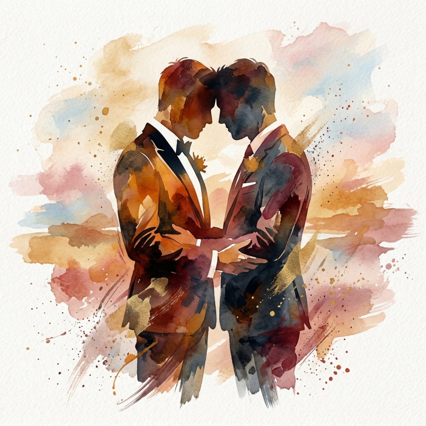 Same‑Sex Wedding Card – Expressive Couple Fine Art (6×6)