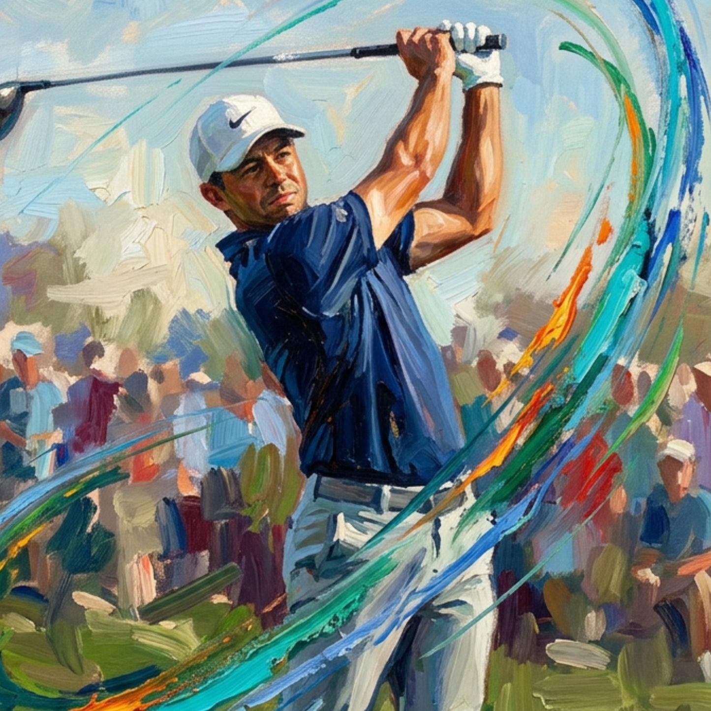 Golfer Power Swing – Abstract Coloursplash Print