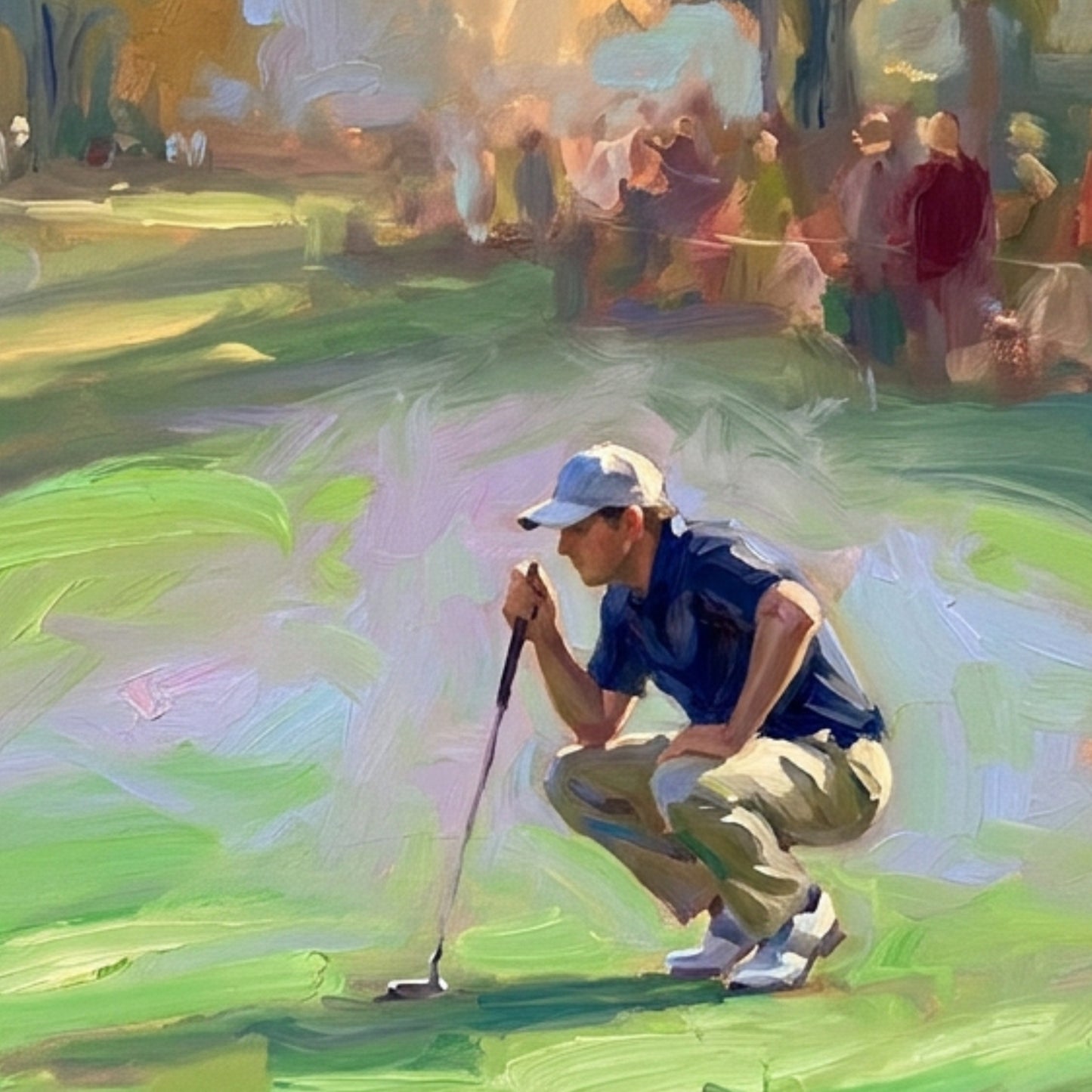 Golfer Lining Up the Putt – Abstract Tournament Print