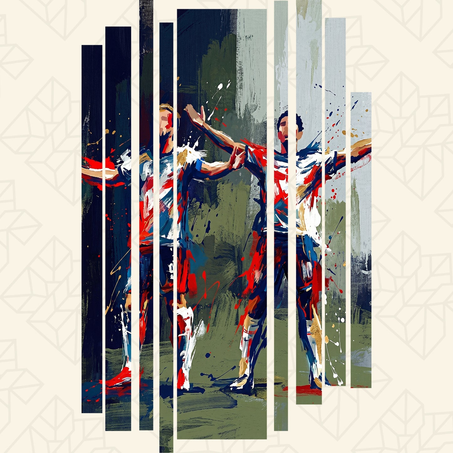 Light T-shirt with England flag celebration paint graphic and vertical stripe bars