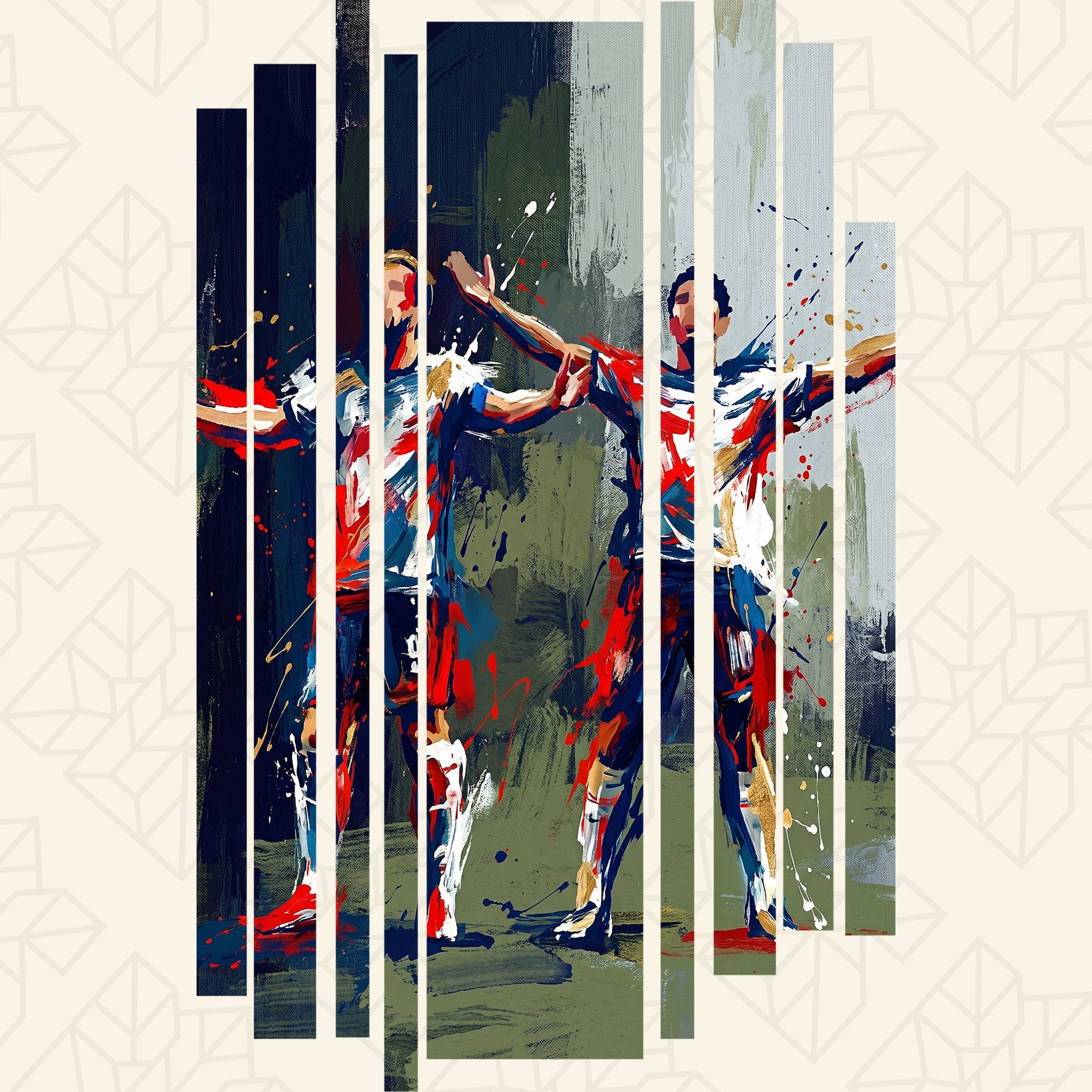 Light T-shirt with England flag celebration paint graphic and vertical stripe bars