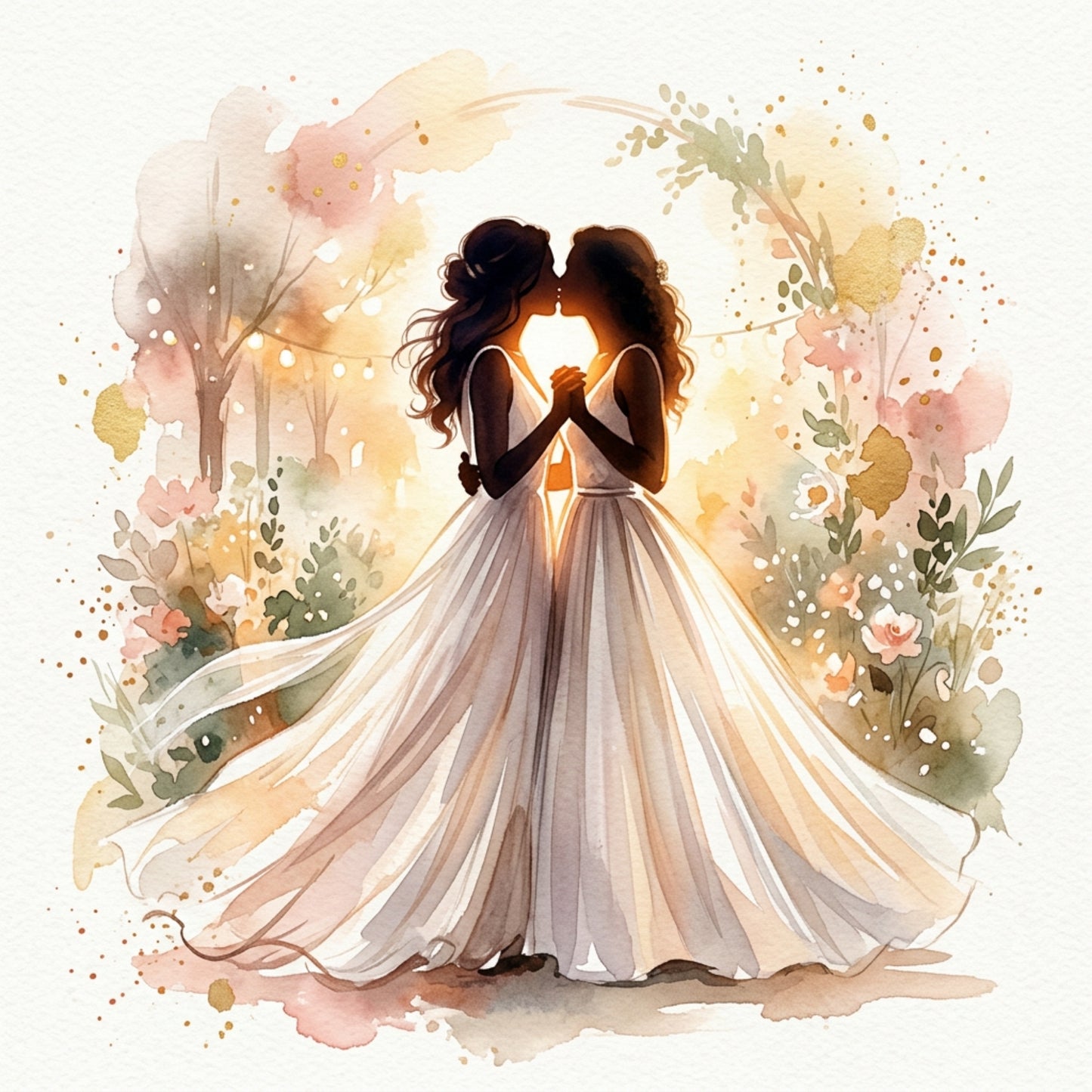 Same‑Sex Wedding Card – Expressive Couple Fine Art (6×6)