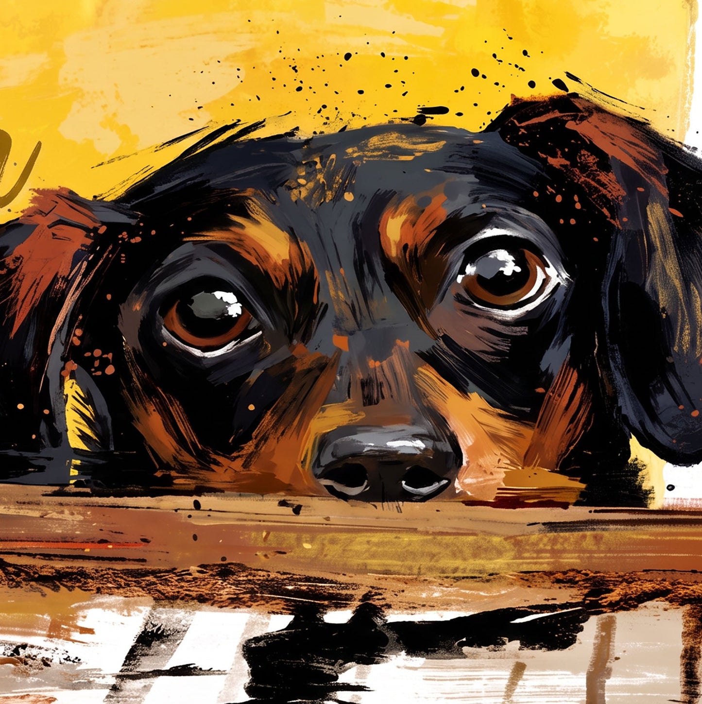 Playful Dinner Time Dog Coloursplash Print – Modern Home Decor