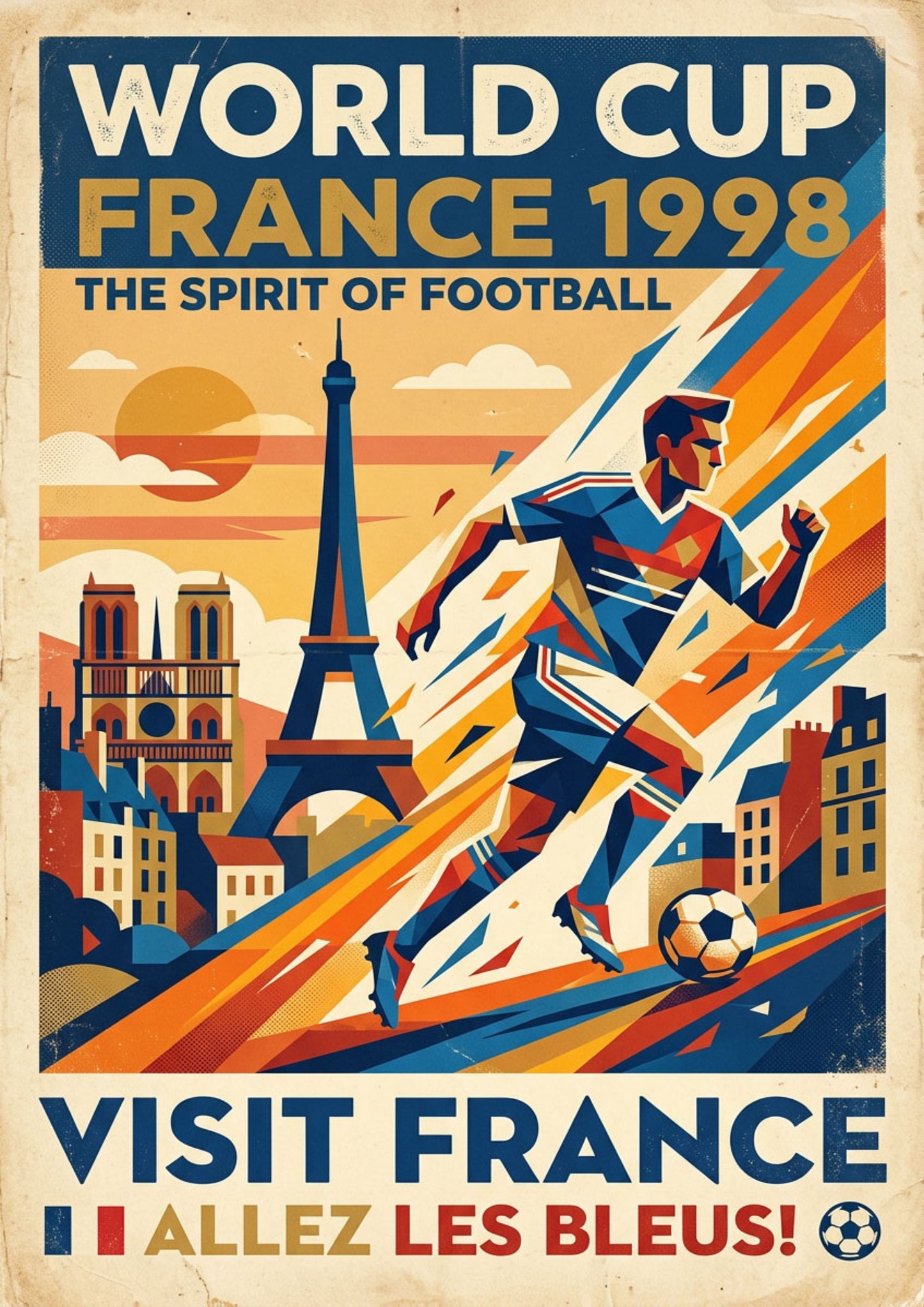 France 1998 Retro Football Poster – World Cup Inspired Art Print