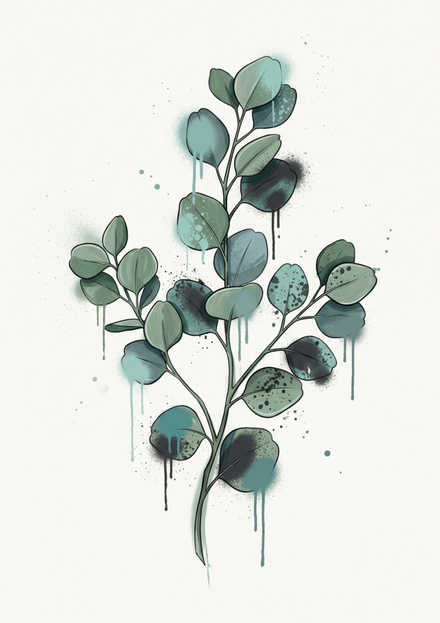 Abstract Botanical Leaves Art Print – Modern Watercolour Nature Artwork