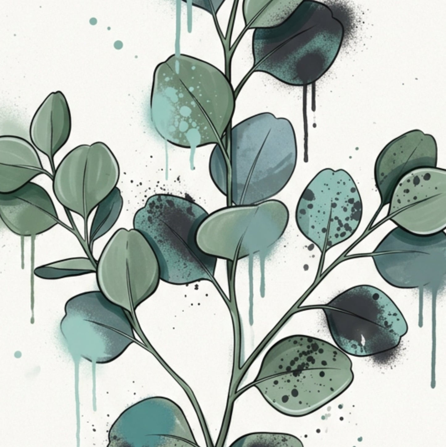 Abstract Botanical Leaves Art Print – Modern Watercolour Nature Artwork