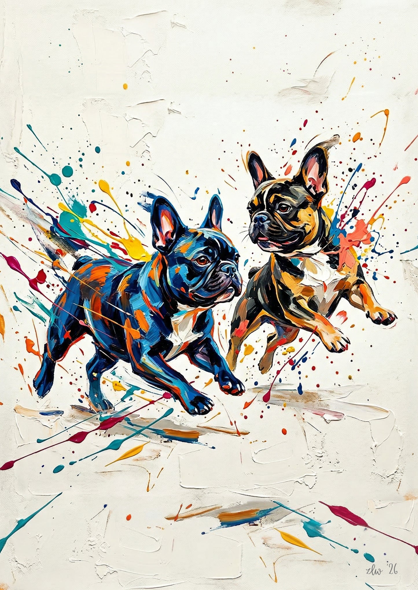 Frenchie Dog Duo – Expressive Wall Art