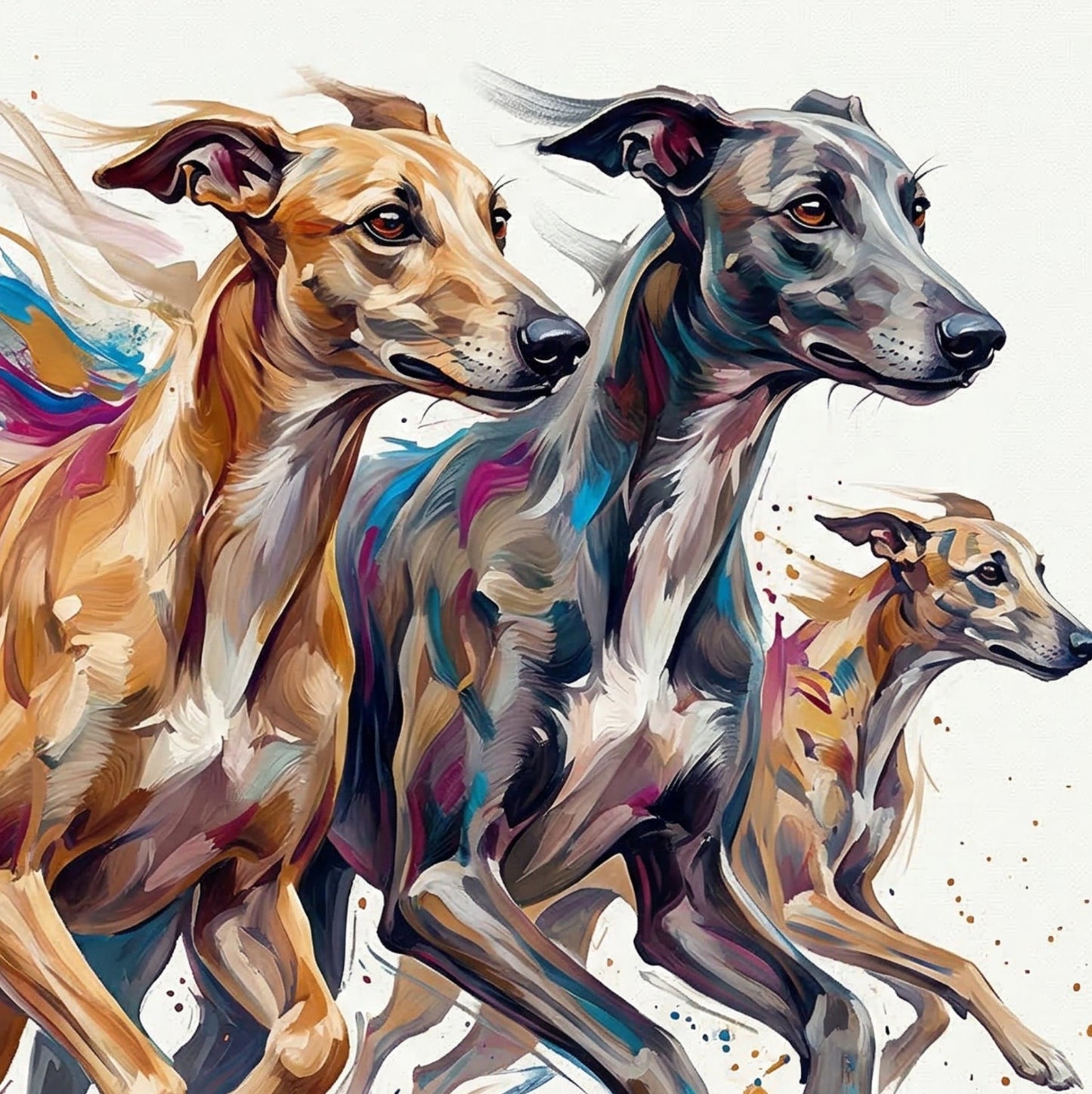 Greyhounds Modern Dog Illustration  – Expressive Wall Art