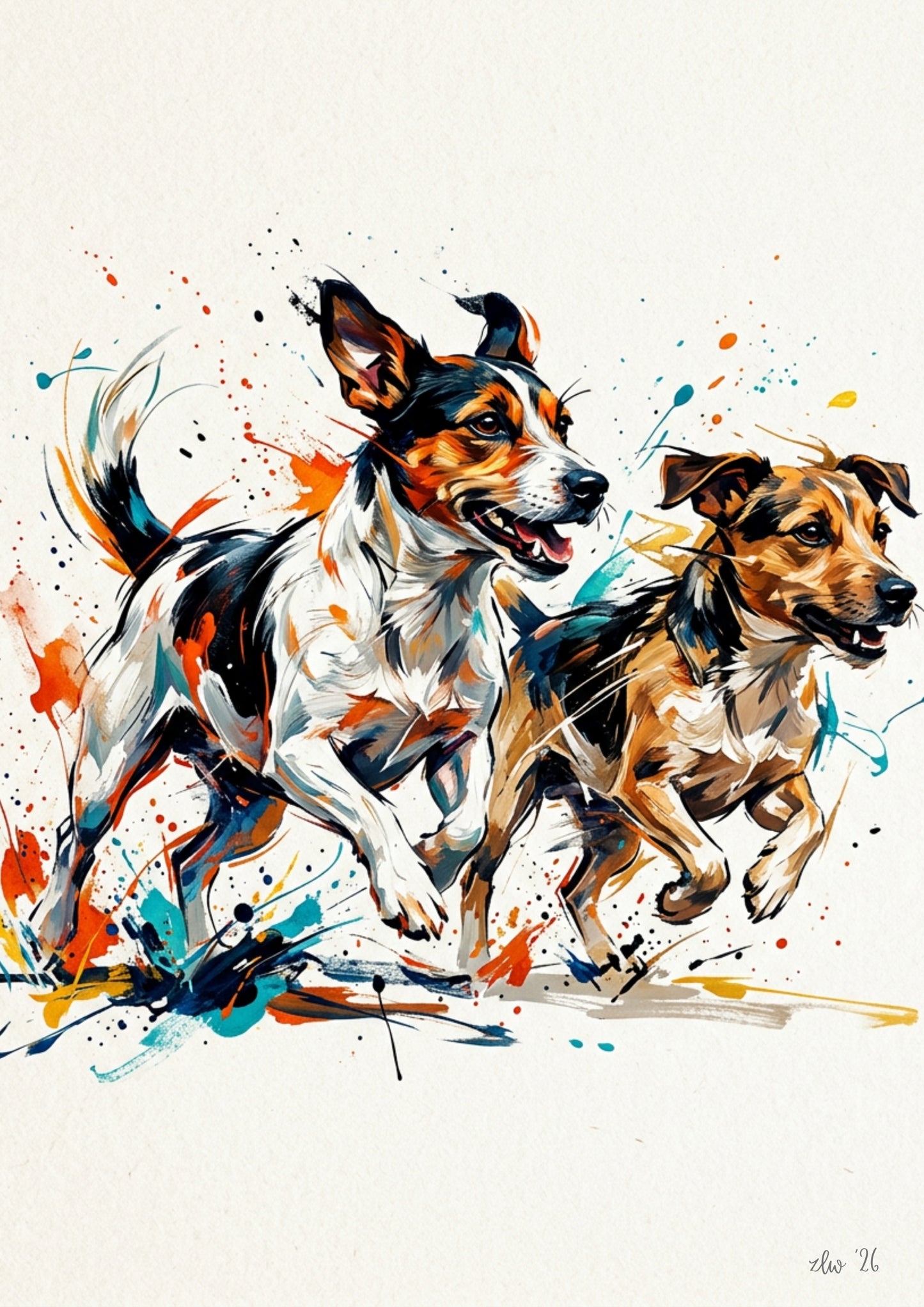 Running Terrier Artwork  – Expressive Wall Art